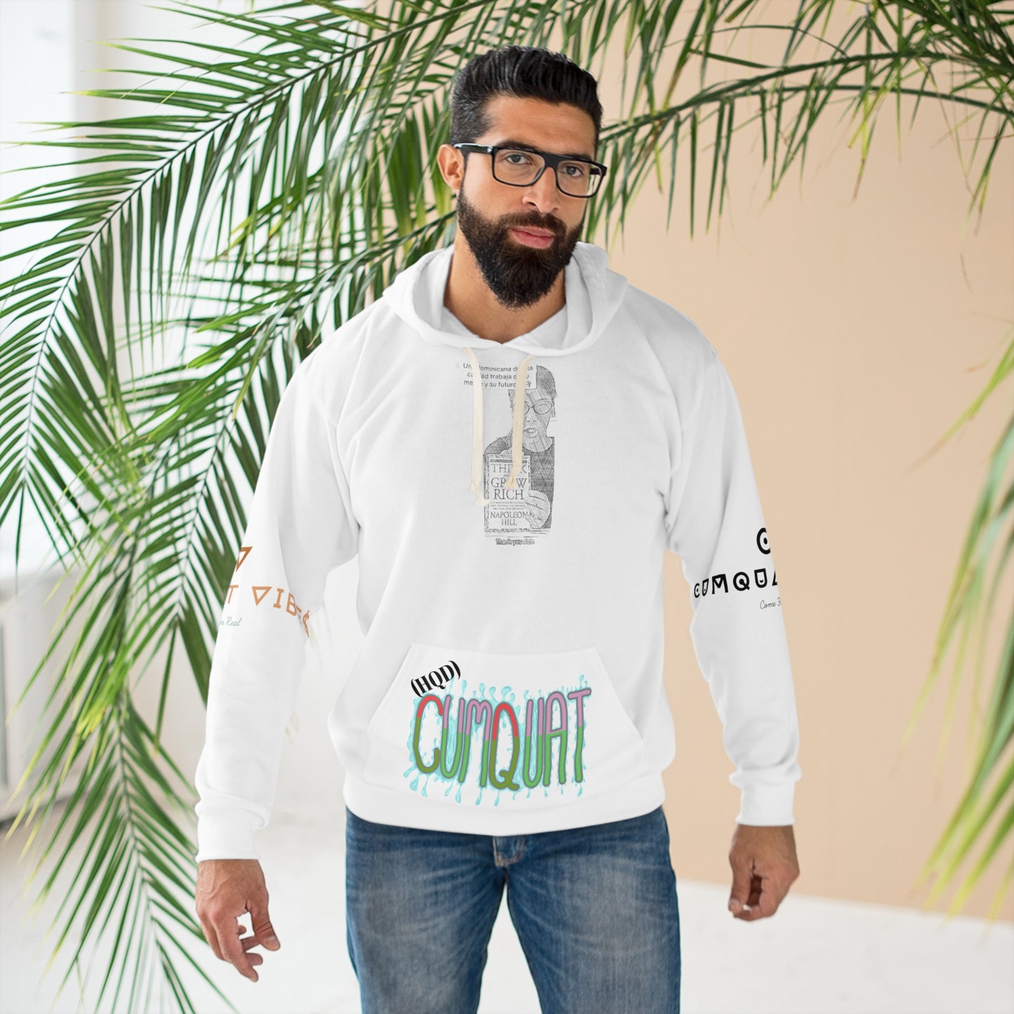 Motivational Hoodie — 'Think & Grow Rich' Curquiat Graphic Pullover