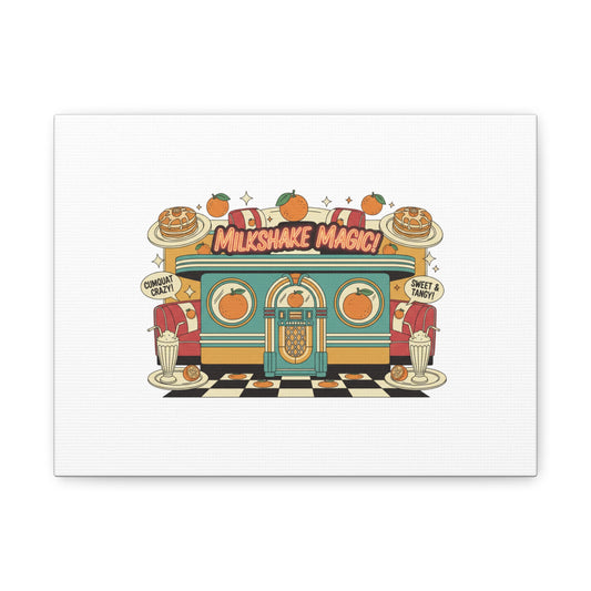 Milkshake Magic Canvas | Retro Diner Americana, Neon Menu Art