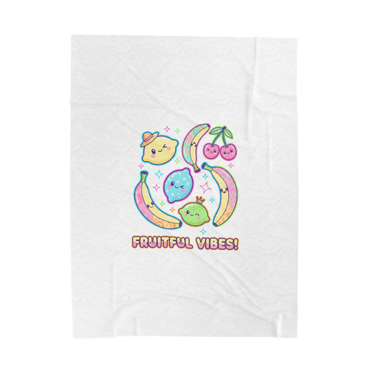 Fruitful Vibes Pop Fruit Print Blanket | Pop Art Citrus, Doodle Bananas