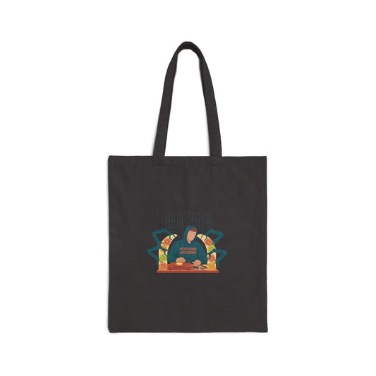 minimal deer print pattern tote | neutral spotted nature canvas