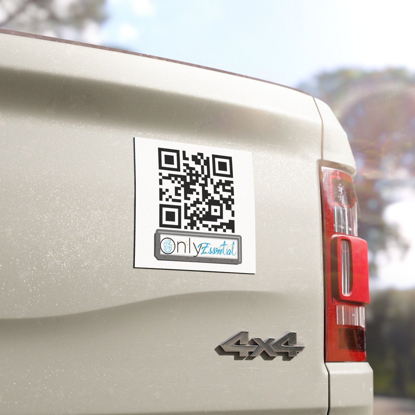Car Magnet with Scan QR Code & "Only Essential" License Plate — Promotional Vehicle Decal