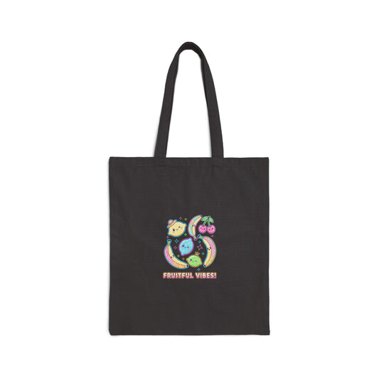 Playful Pop Fruit Pattern Tote Bag | Citrus Banana Cherry Print