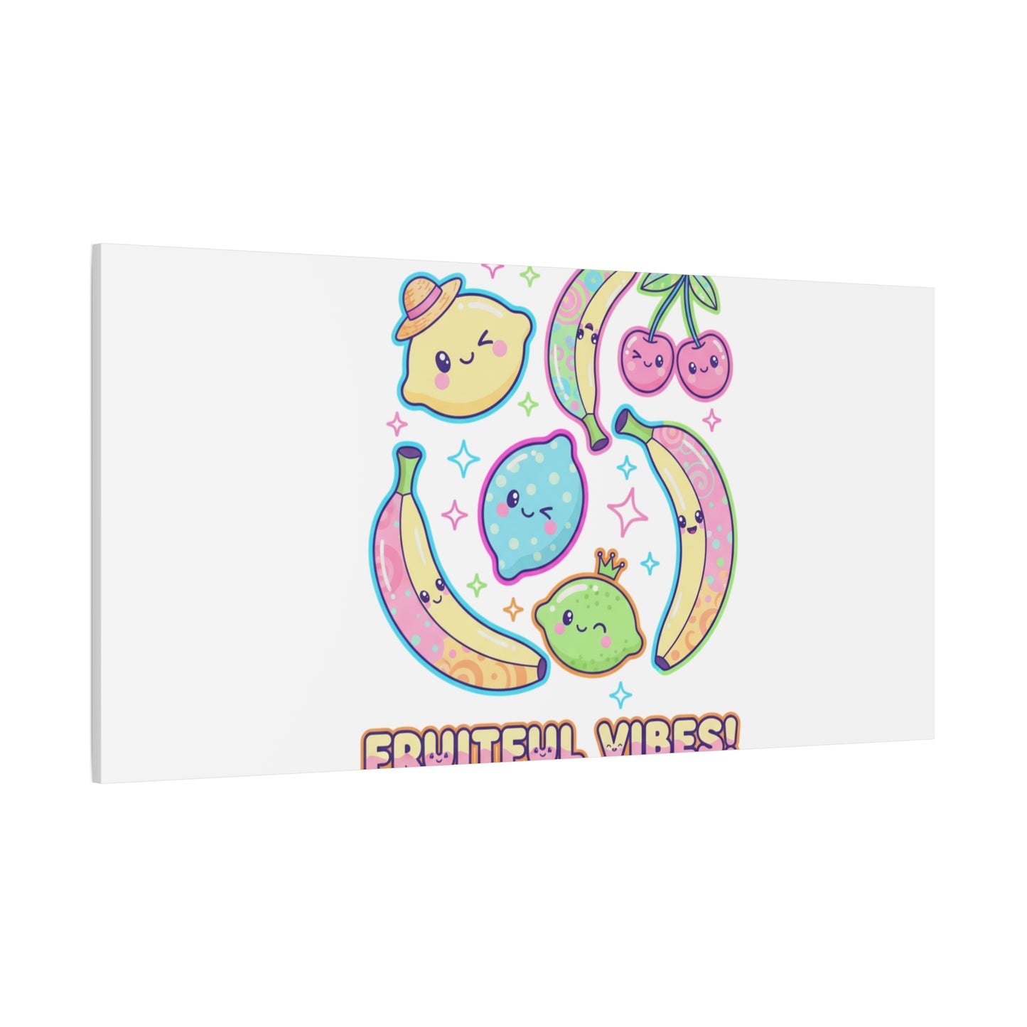 Fruitful Vibes Canvas, Pop Fruit Print | Banana Cherry Citrus Art