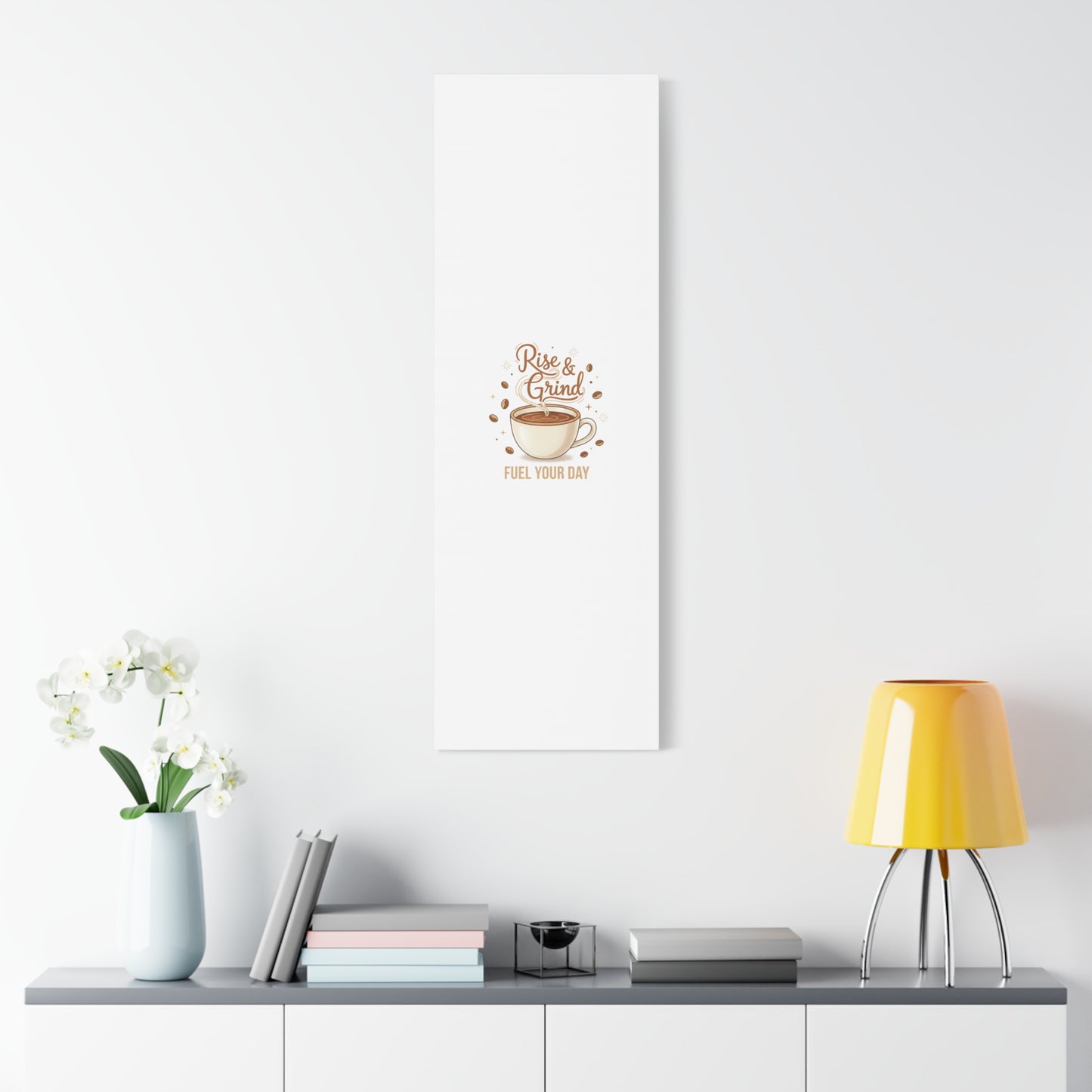 Rise & Grind Fuel Your Day Canvas, Coffee Caffeine Decor | Espresso Joke, Cafe Art