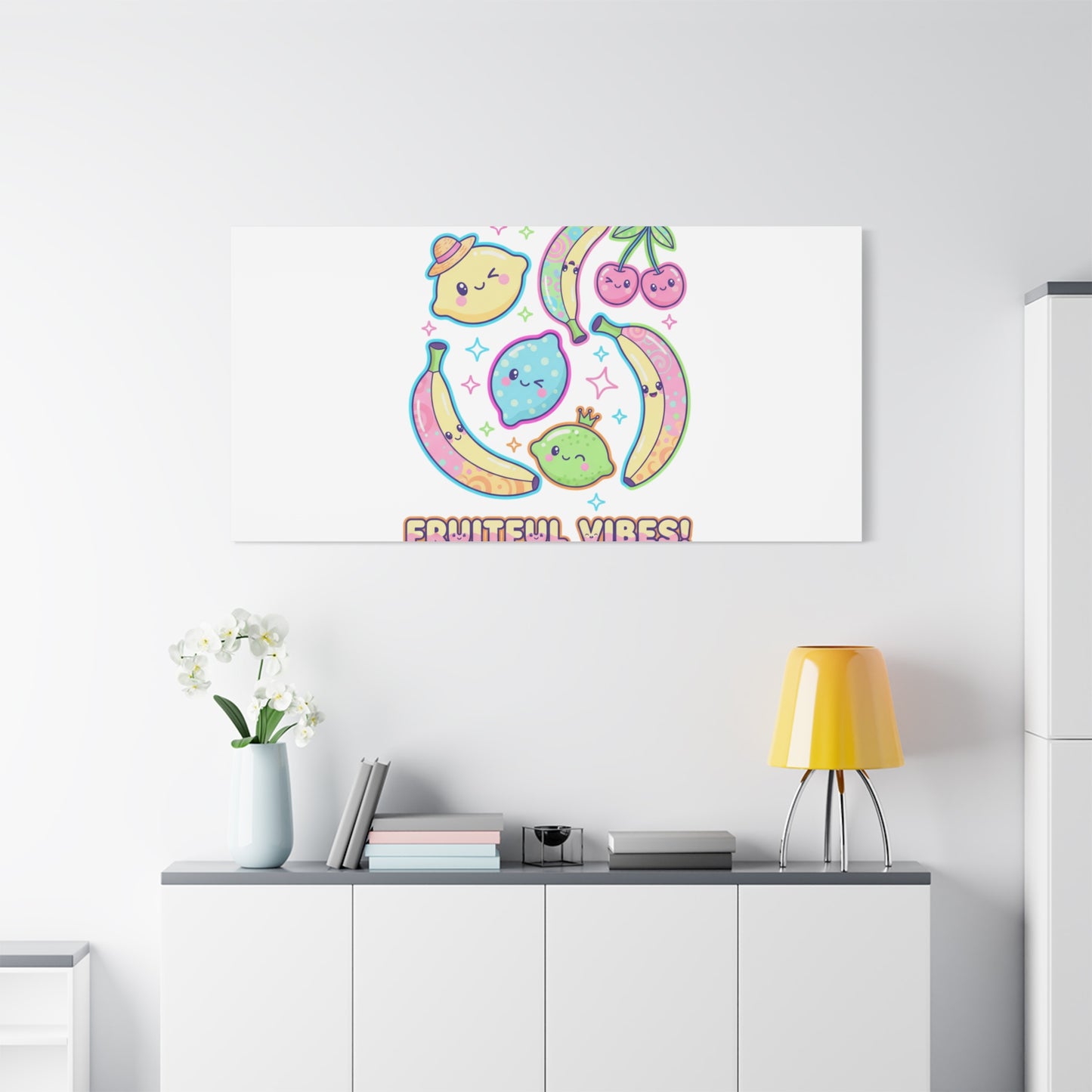 Fruitful Vibes Canvas, Pop Fruit Print | Banana Cherry Citrus Art