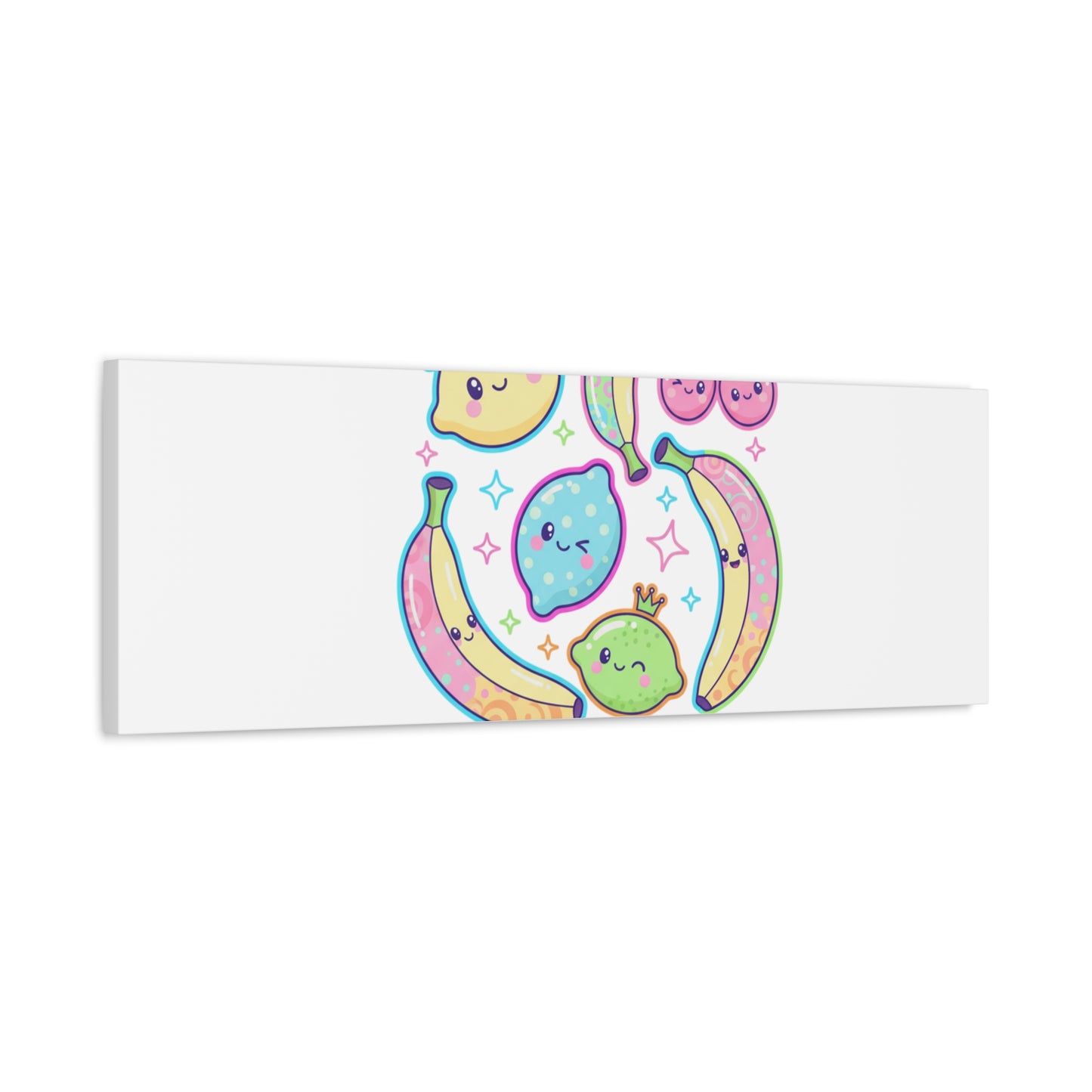 Fruitful Vibes Canvas, Pop Fruit Print | Banana Cherry Citrus Art