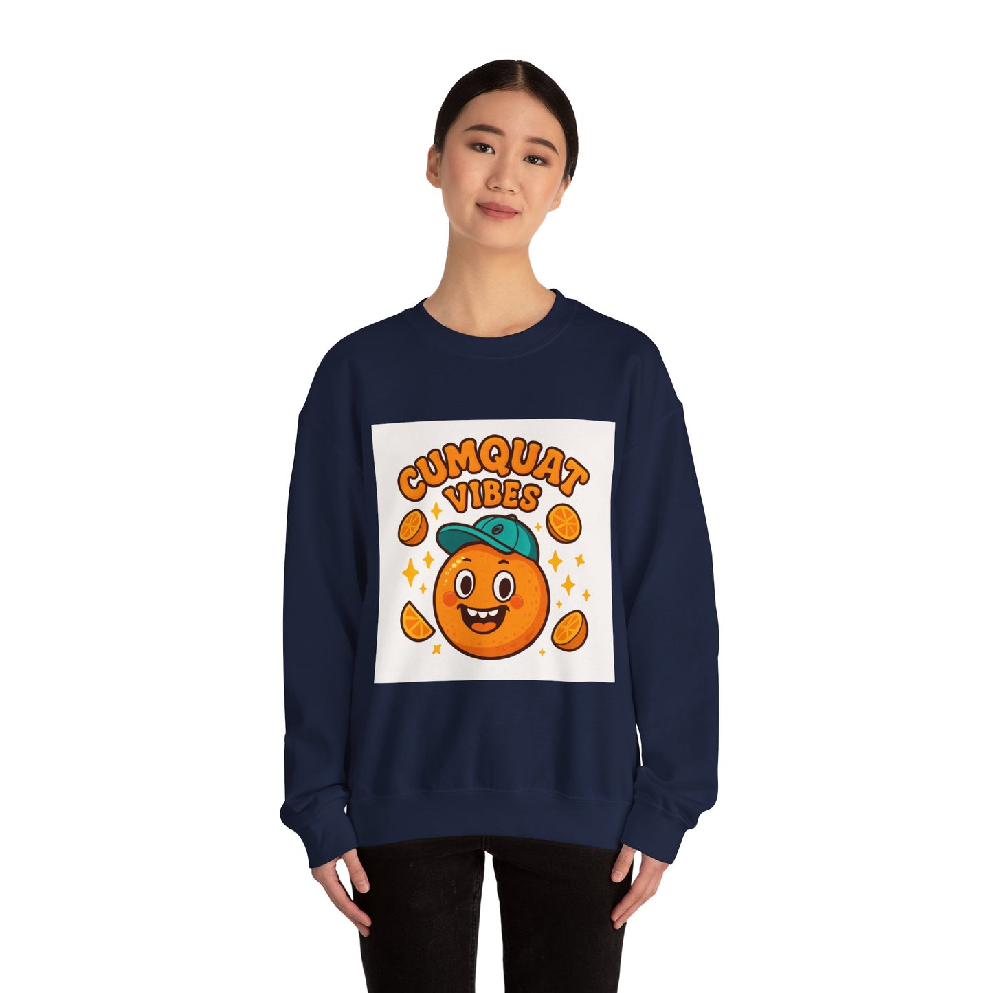 Crewneck Sweatshirt - "Cumquat Vibes" Cute Citrus Graphic