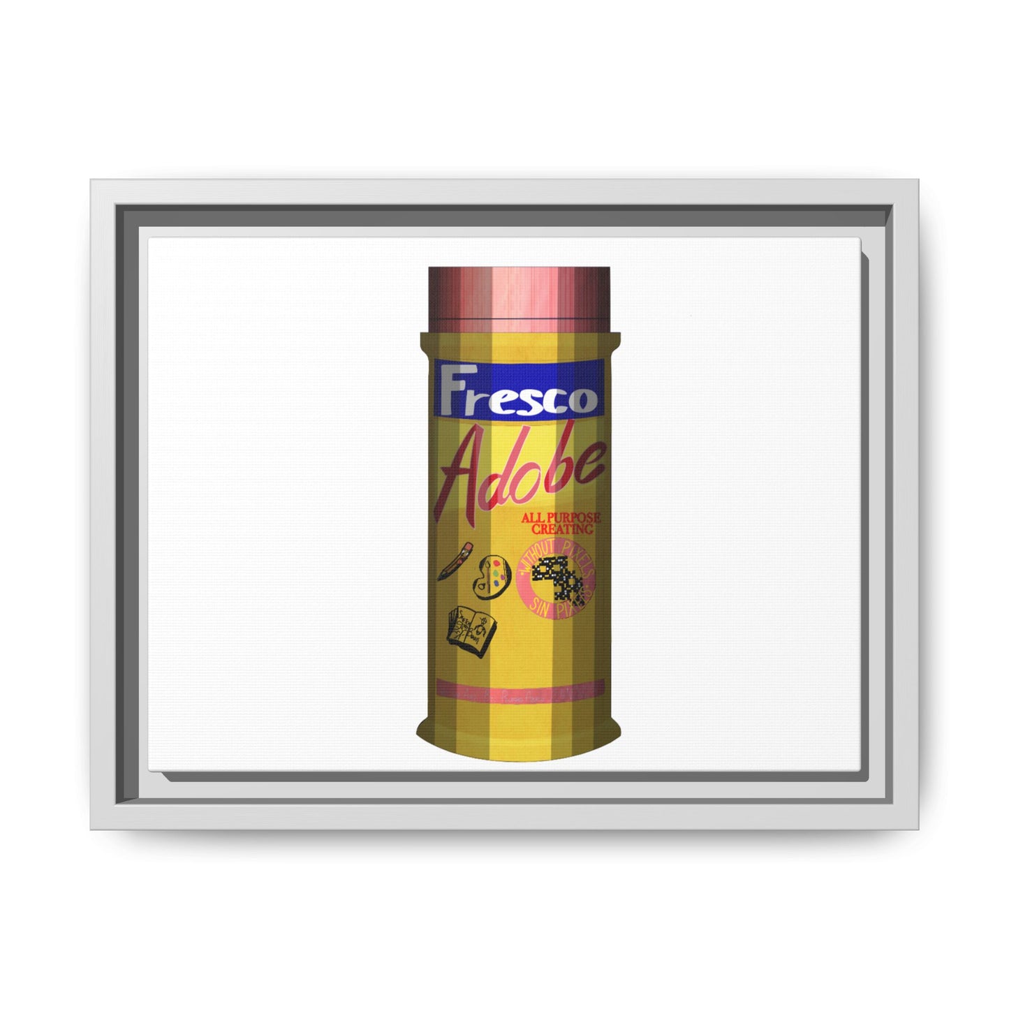 Framed Matte Canvas Print – Vintage 'Fresco Adobe' Spice Tin Illustration