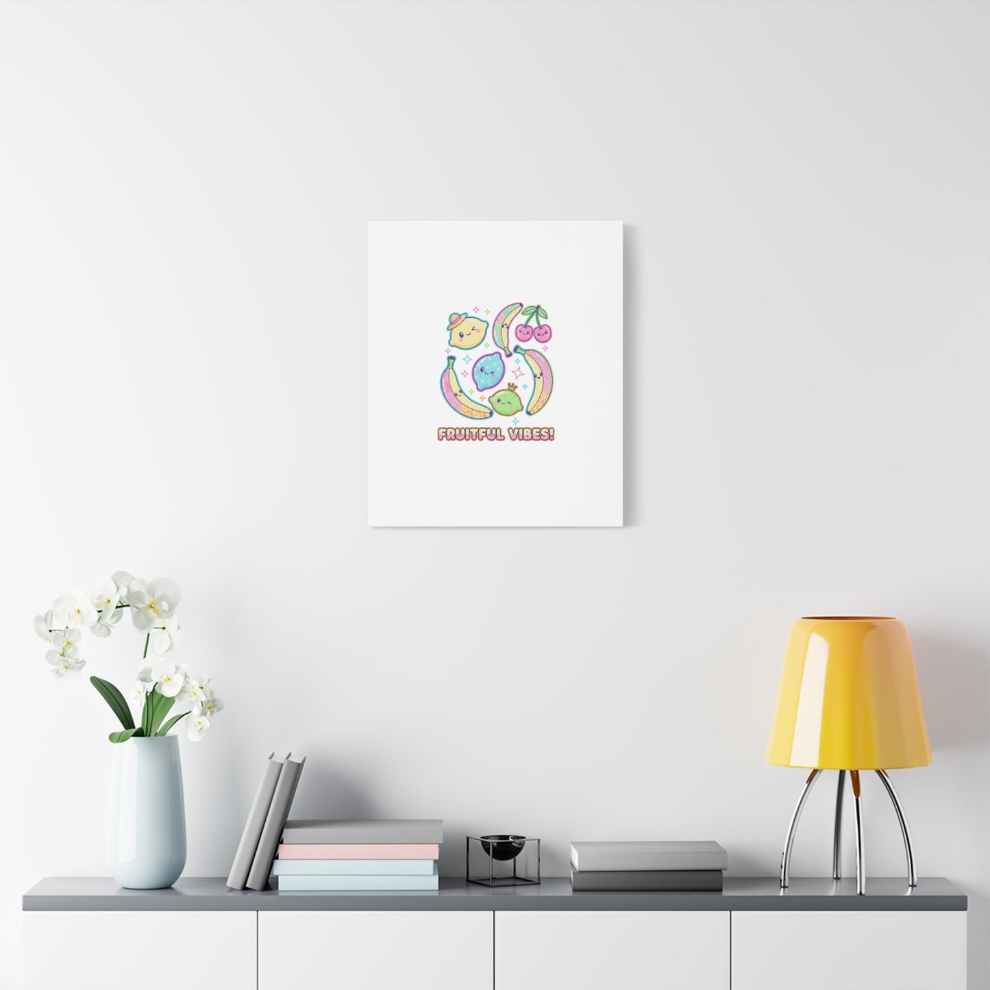 Fruitful Vibes Canvas, Pop Fruit Print | Banana Cherry Citrus Art