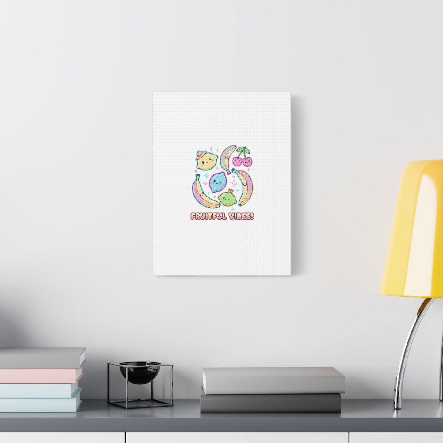 Fruitful Vibes Canvas, Pop Fruit Print | Banana Cherry Citrus Art