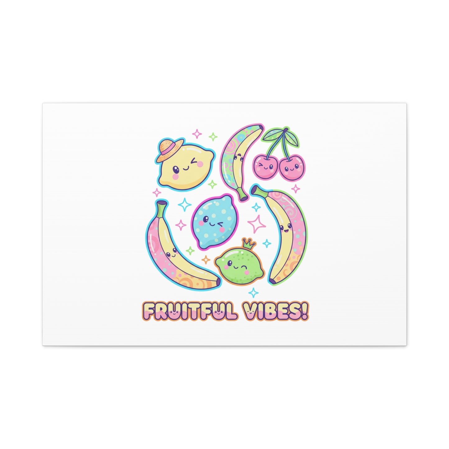 Fruitful Vibes Canvas, Pop Fruit Print | Banana Cherry Citrus Art