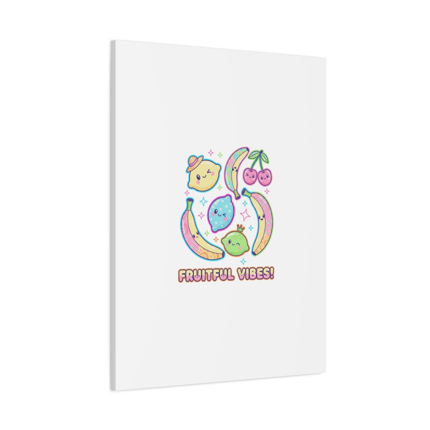 Fruitful Vibes Canvas, Pop Fruit Print | Banana Cherry Citrus Art