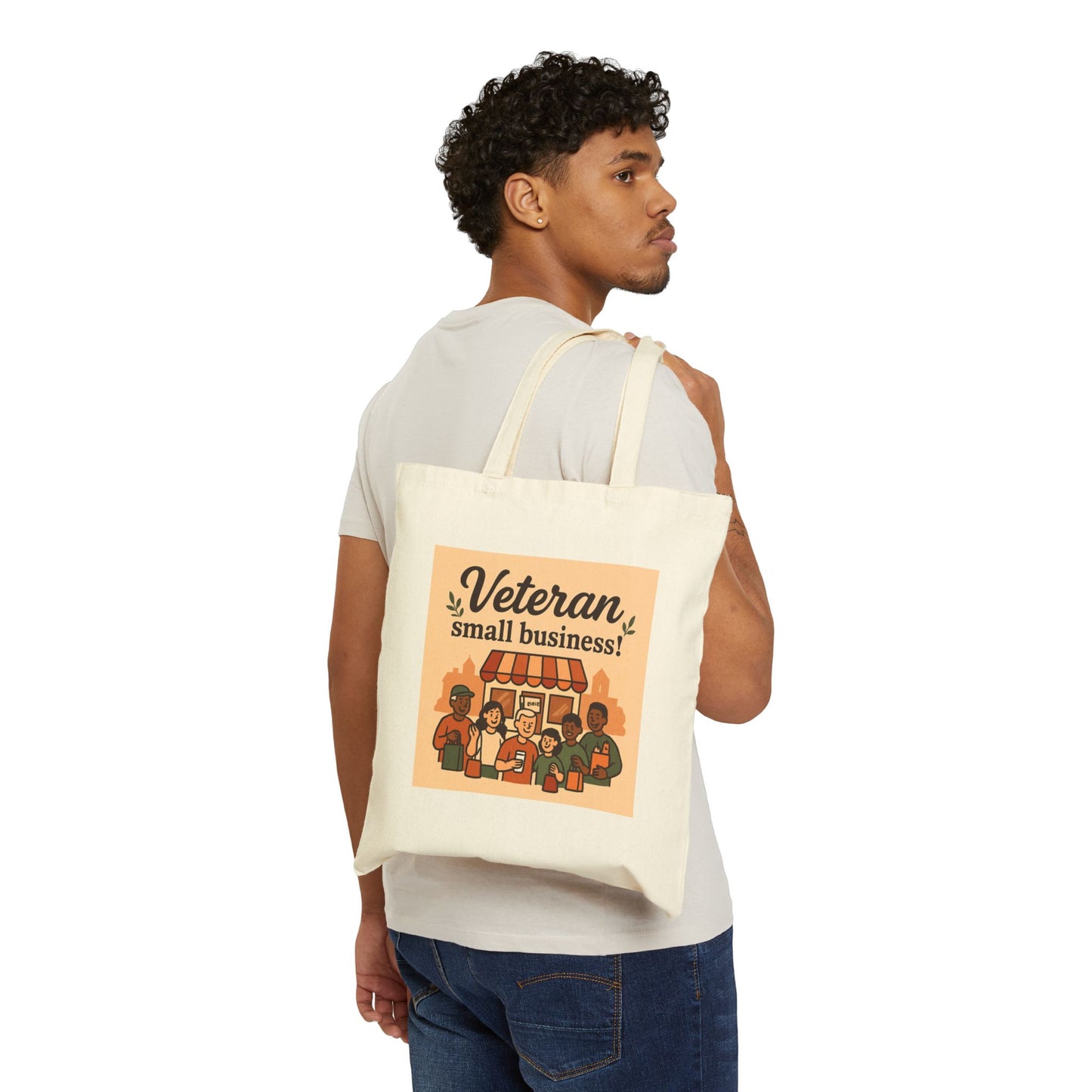 Veteran Small Business Canvas Tote Bag — Support Veteran-Owned Shops Market Tote