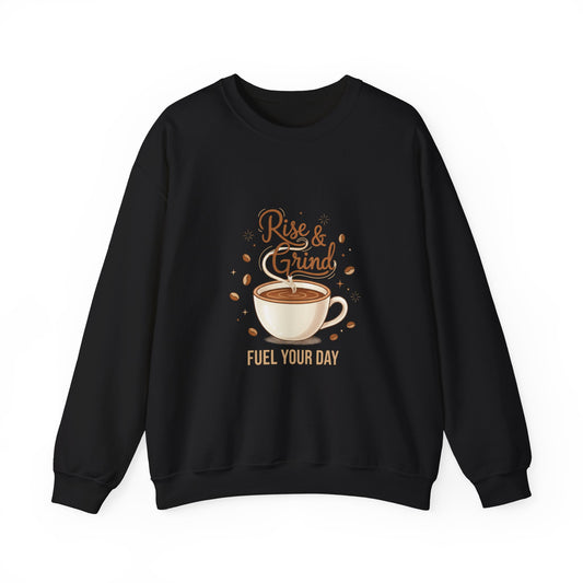 Rise & Grind Coffee Sweatshirt | caffeine design, coffee lover shirt