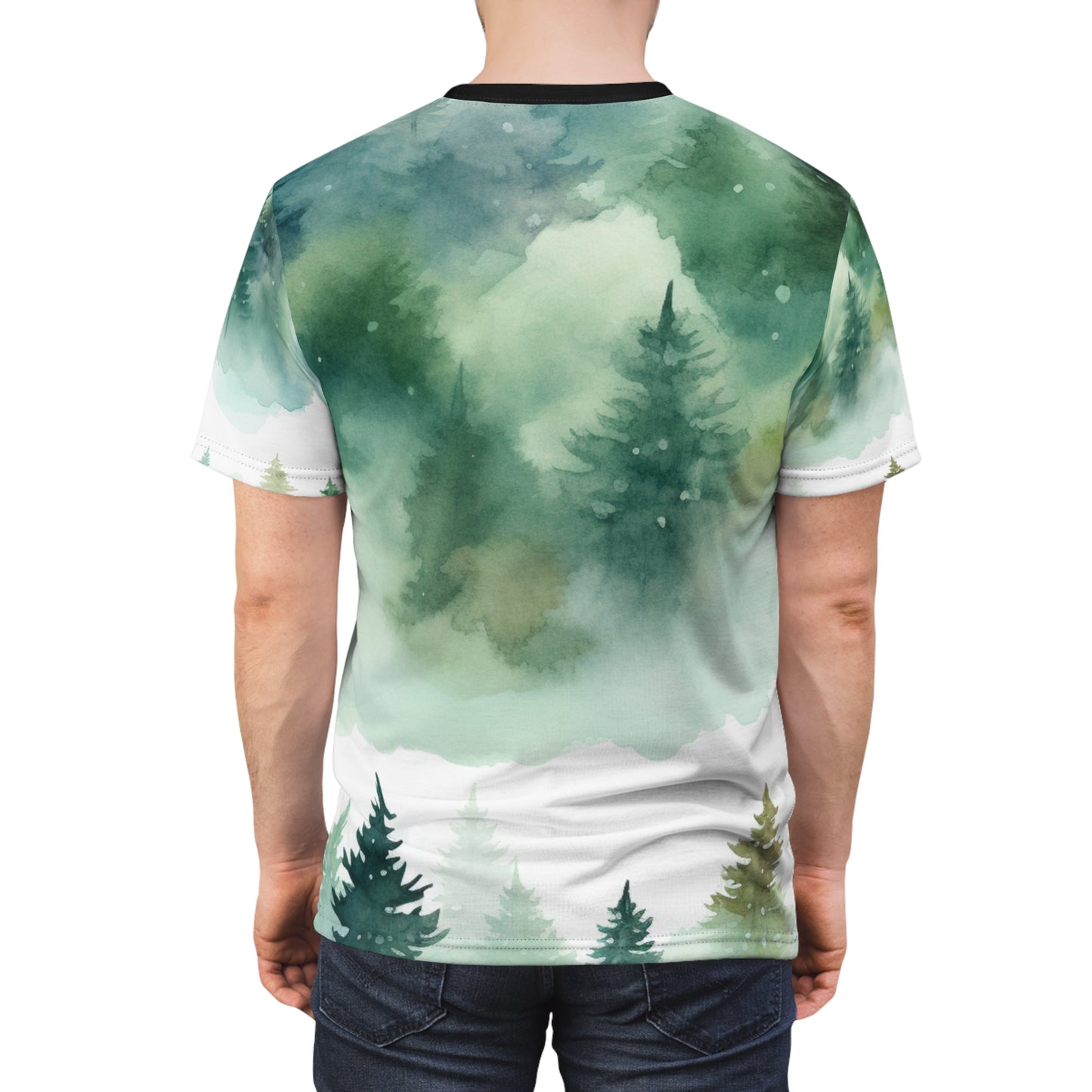 Watercolor Green Wash Tee — Lightweight Painterly Crew Shirt