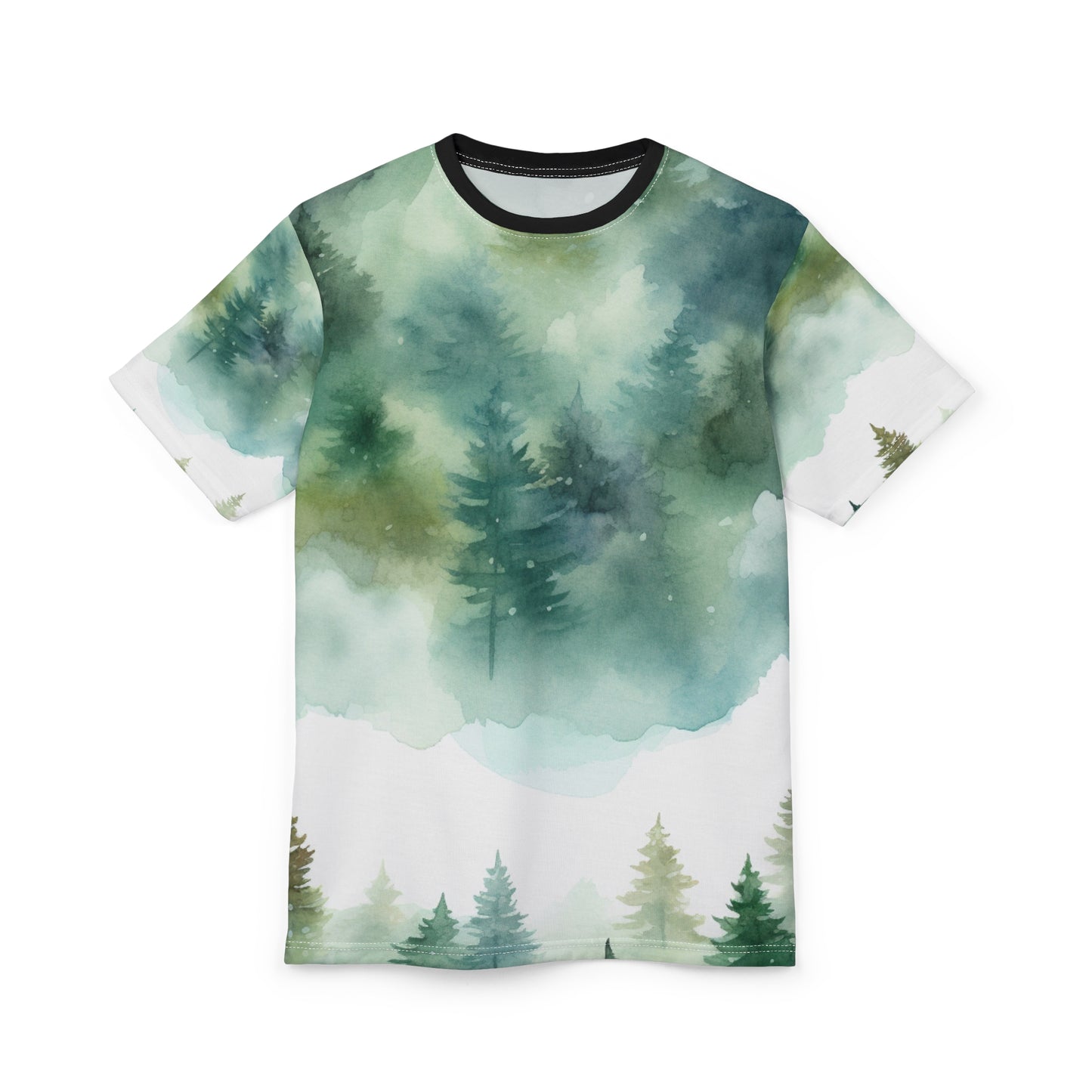 Watercolor Green Wash Tee — Lightweight Painterly Crew Shirt