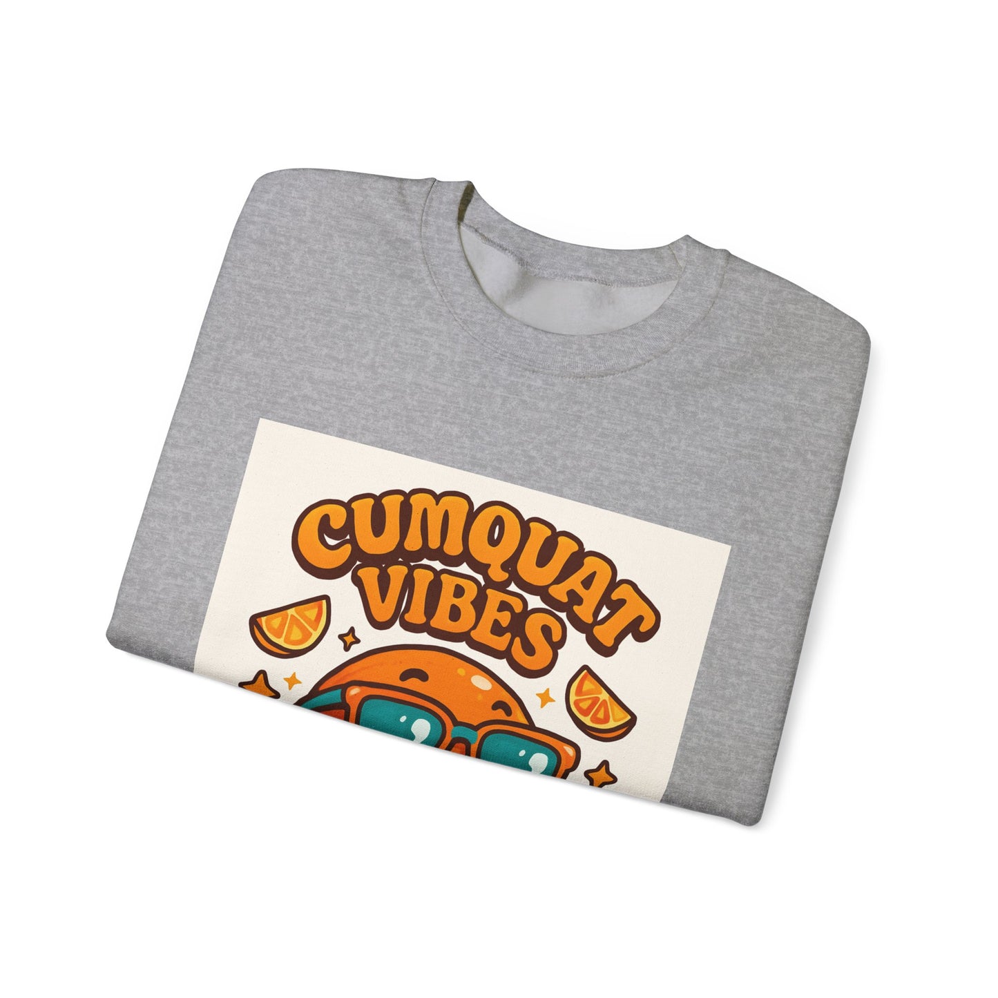Sweatshirt — "Cumquat Vibes" Cute Sunglasses Orange Graphic Crewneck