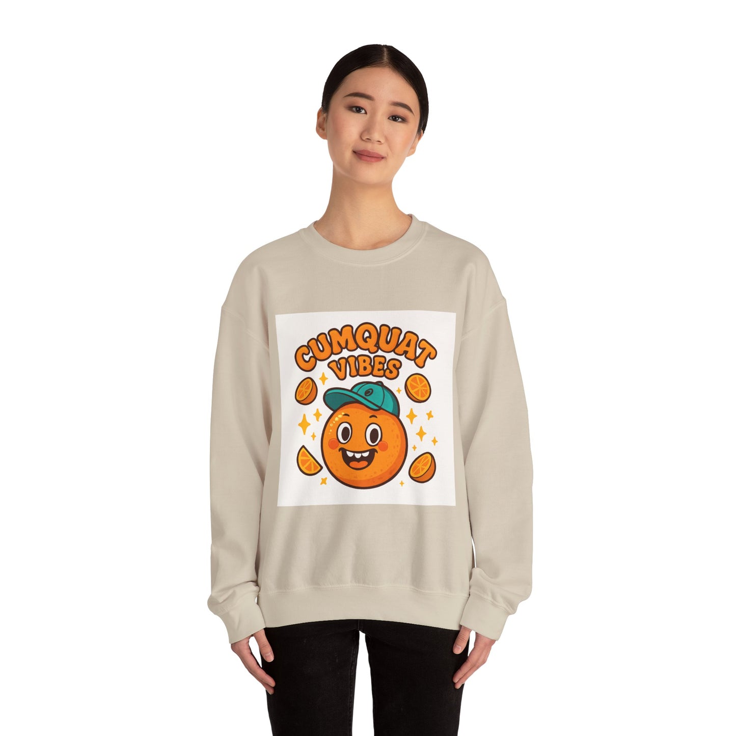 Crewneck Sweatshirt - "Cumquat Vibes" Cute Citrus Graphic