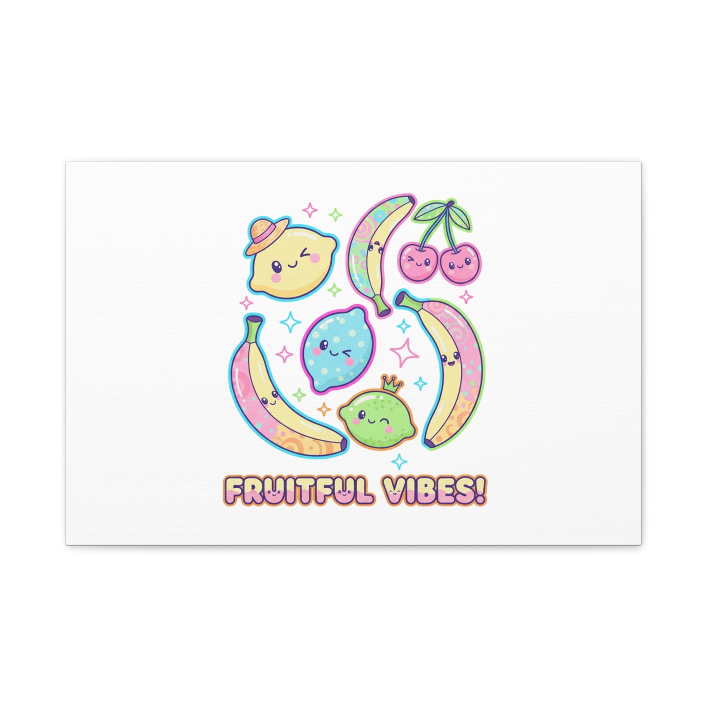Fruitful Vibes Canvas, Pop Fruit Print | Banana Cherry Citrus Art