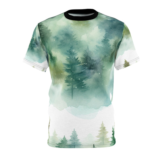 Watercolor Green Wash Tee — Lightweight Painterly Crew Shirt