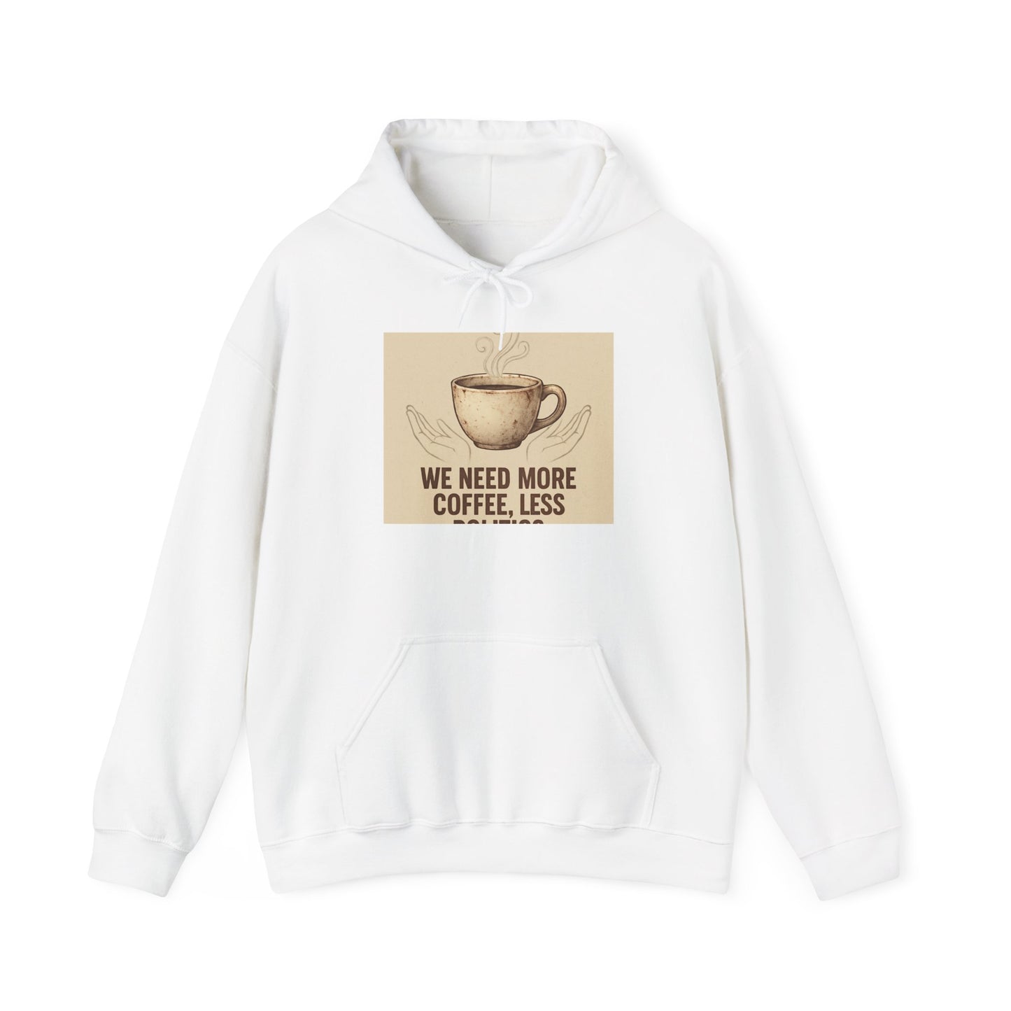 Coffee Lovers Hoodie - "We Need More Coffee, Less" Vintage Mug Design