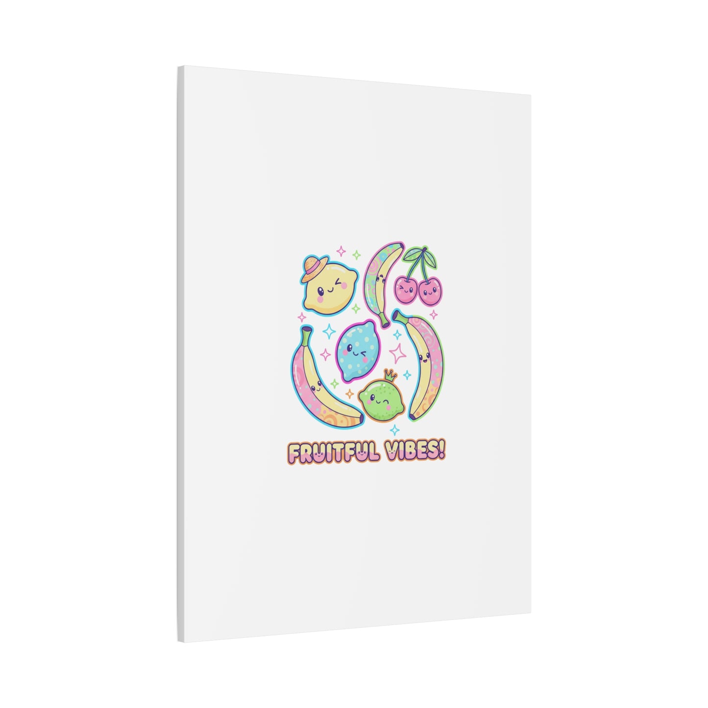 Fruitful Vibes Canvas, Pop Fruit Print | Banana Cherry Citrus Art