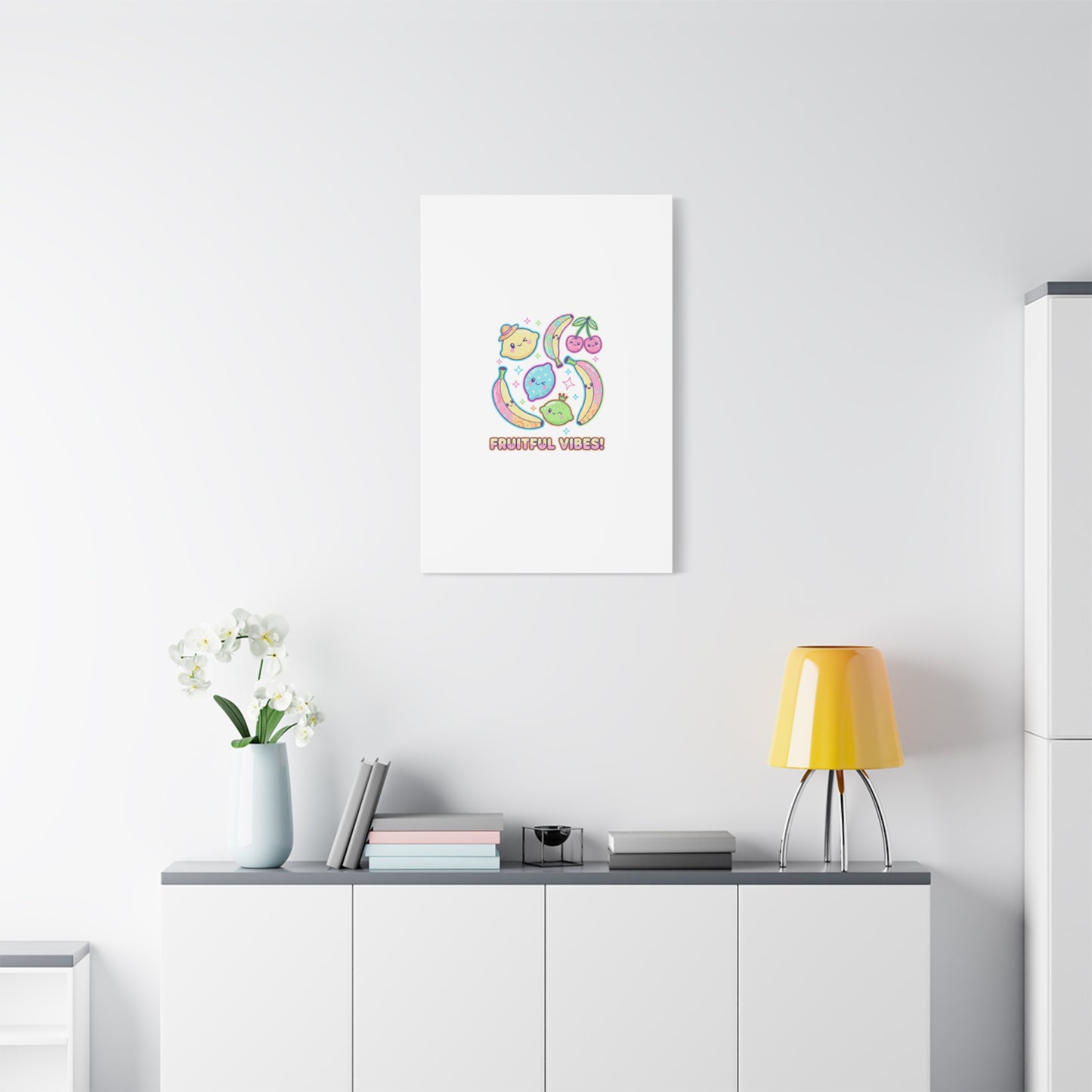 Fruitful Vibes Canvas, Pop Fruit Print | Banana Cherry Citrus Art