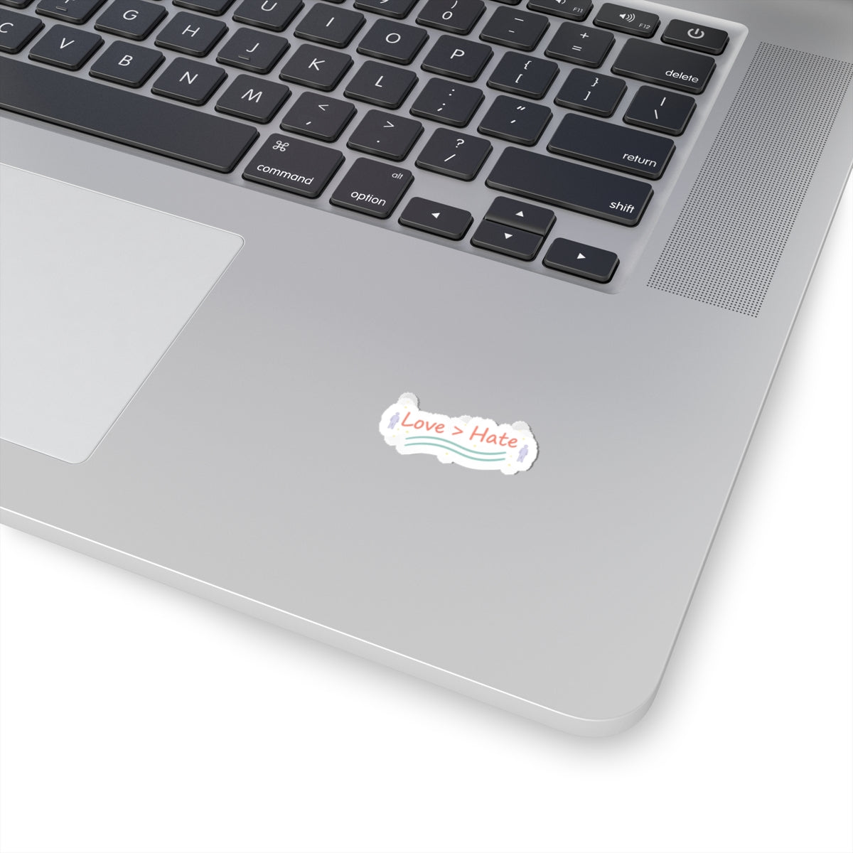 Love > Hate Kiss-Cut Sticker | minimal vibes slogan, casual mood decal