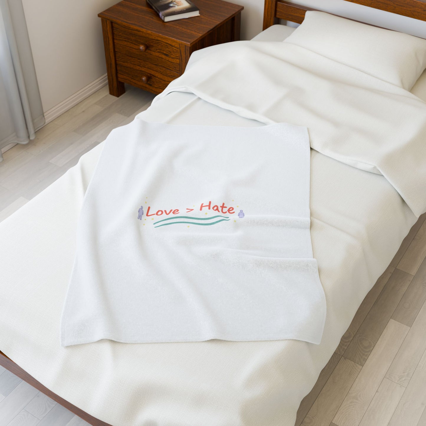 Love > Hate Blanket | Minimal vibes slogan, casual pastel typography
