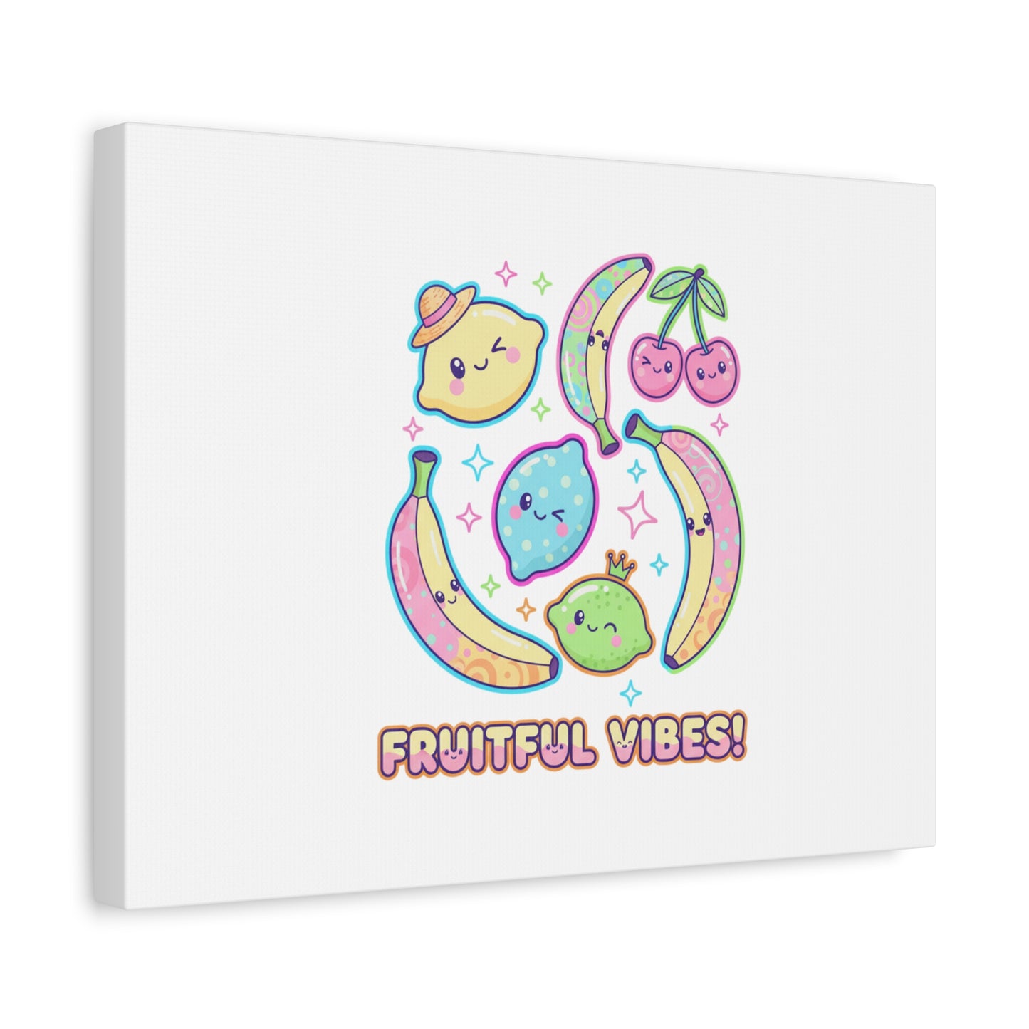 Fruitful Vibes Canvas, Pop Fruit Print | Banana Cherry Citrus Art