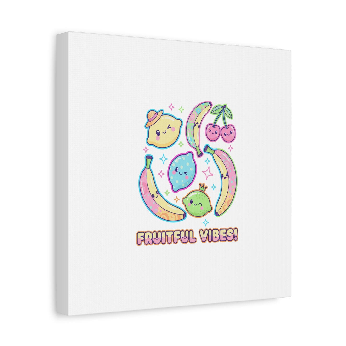 Fruitful Vibes Canvas, Pop Fruit Print | Banana Cherry Citrus Art