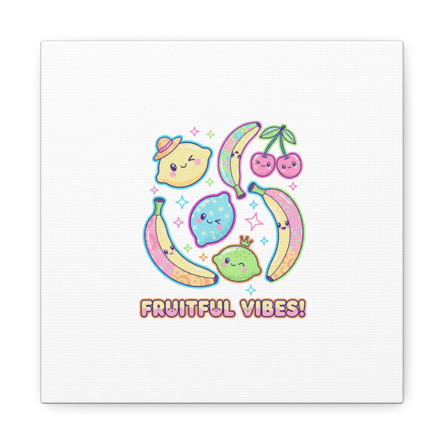 Fruitful Vibes Canvas, Pop Fruit Print | Banana Cherry Citrus Art