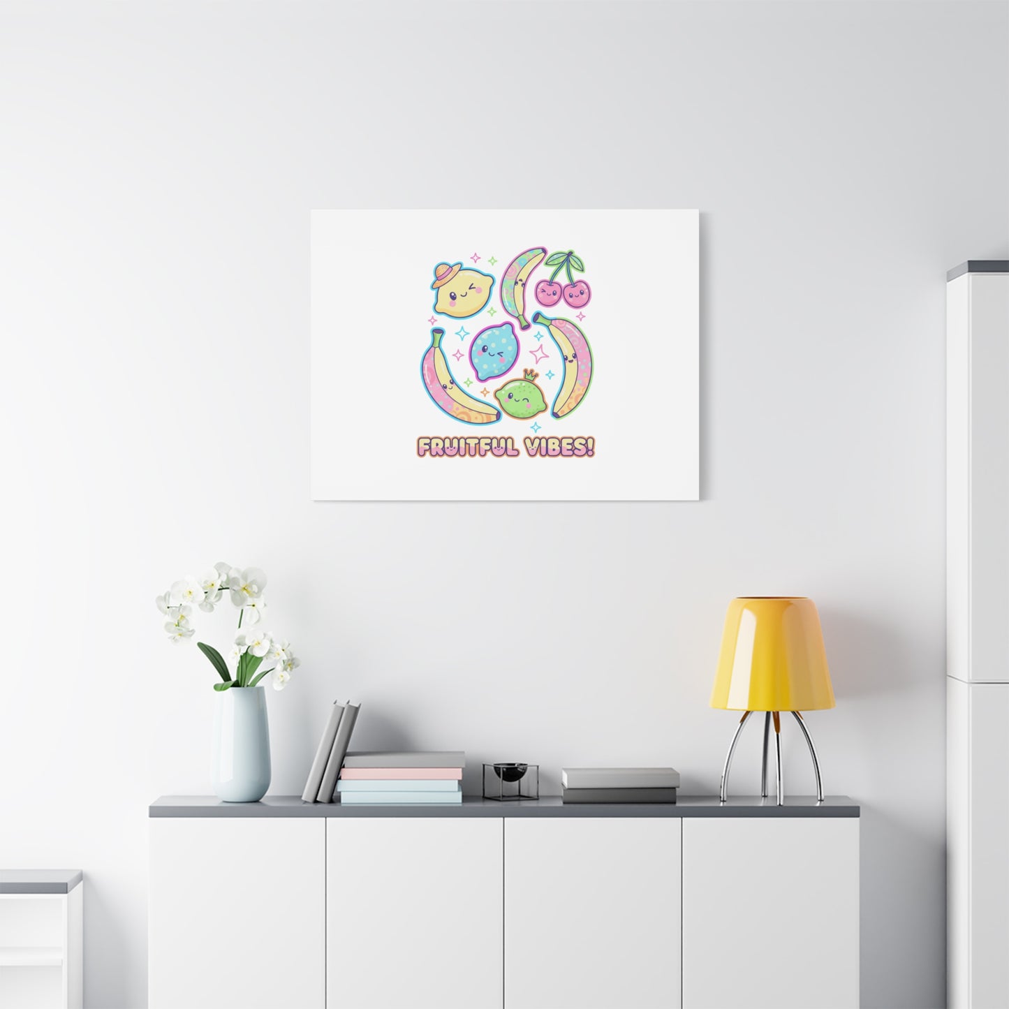 Fruitful Vibes Canvas, Pop Fruit Print | Banana Cherry Citrus Art