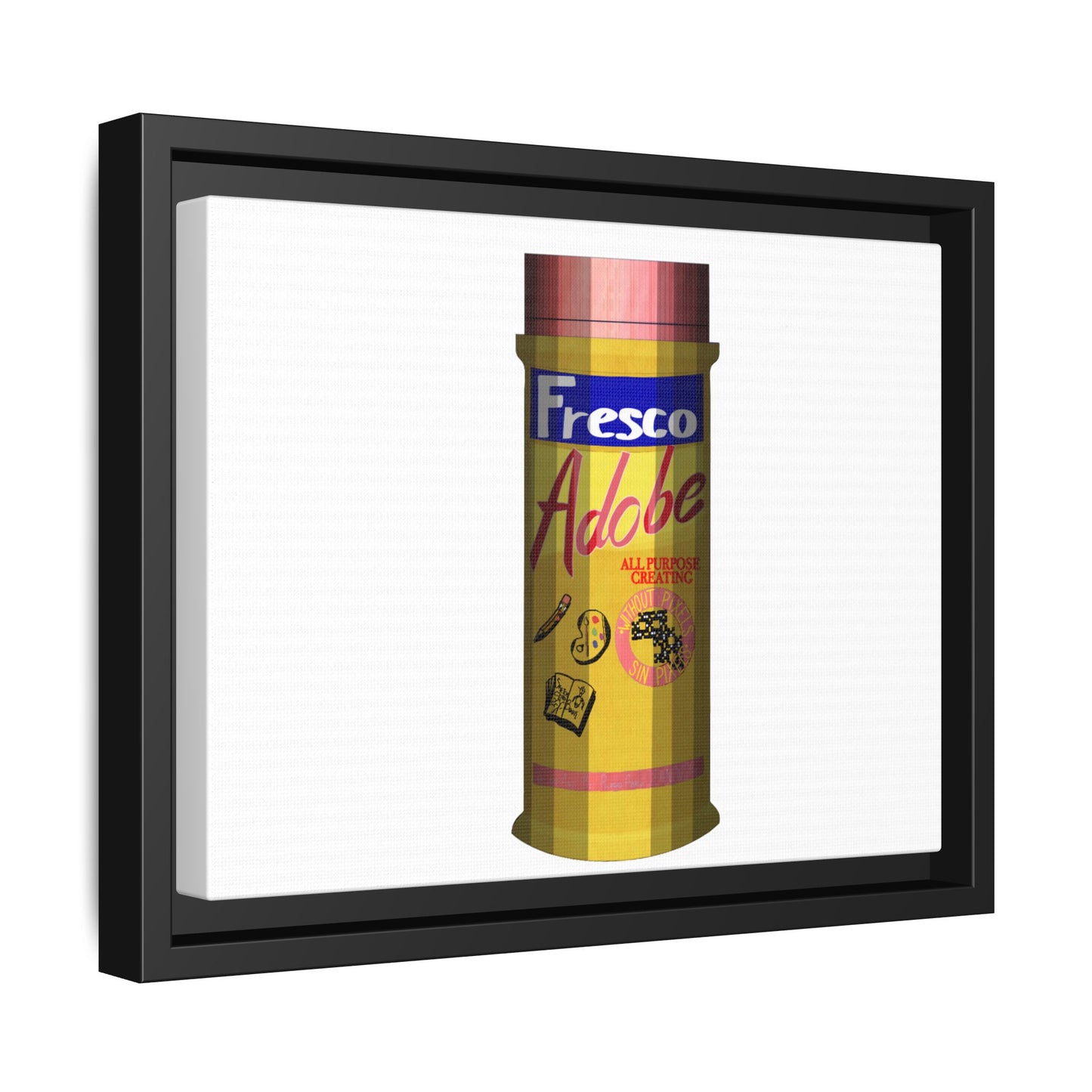 Framed Matte Canvas Print – Vintage 'Fresco Adobe' Spice Tin Illustration