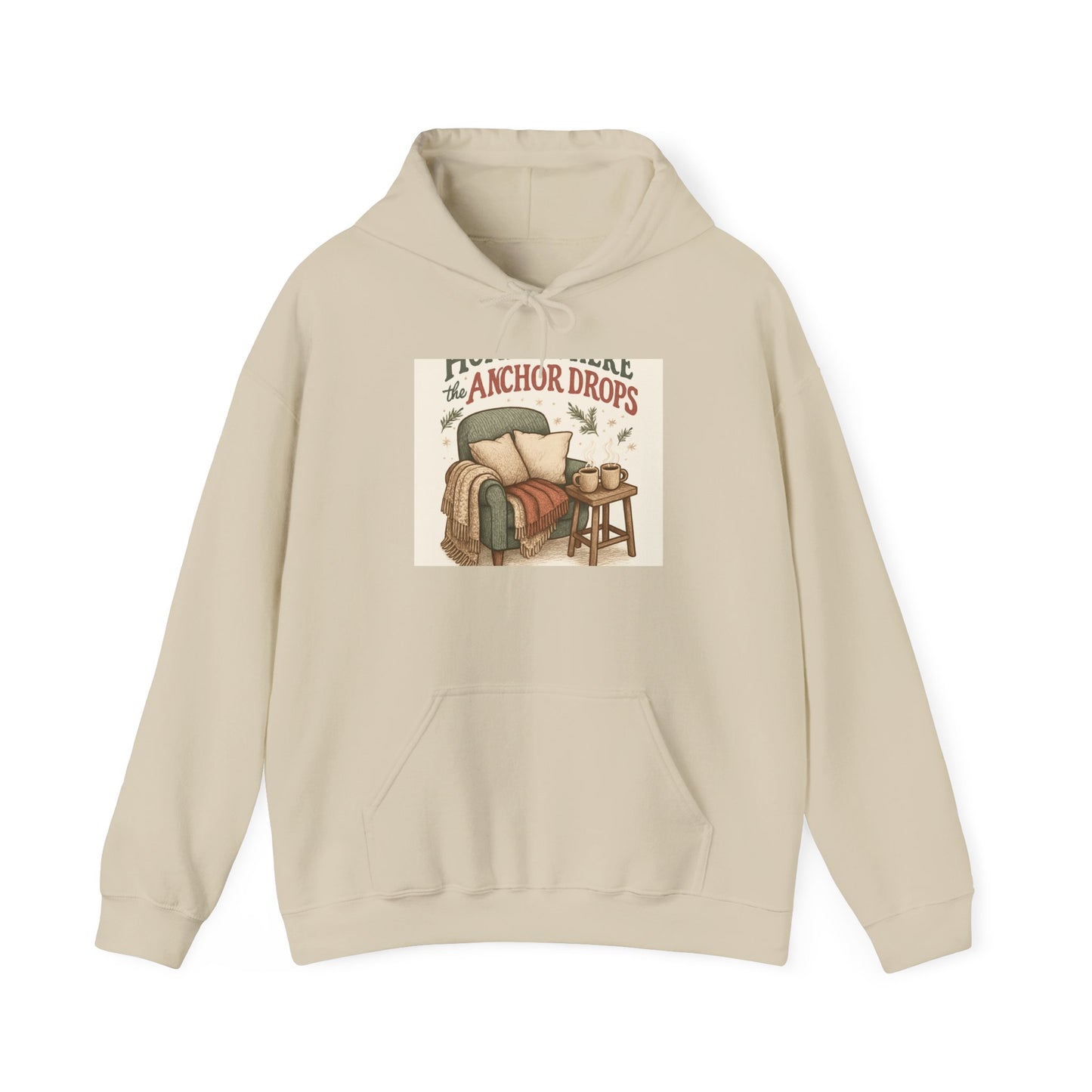 Cozy Reading Nook Hoodie — "When Anchor Drops" Vintage Book & Armchair Design