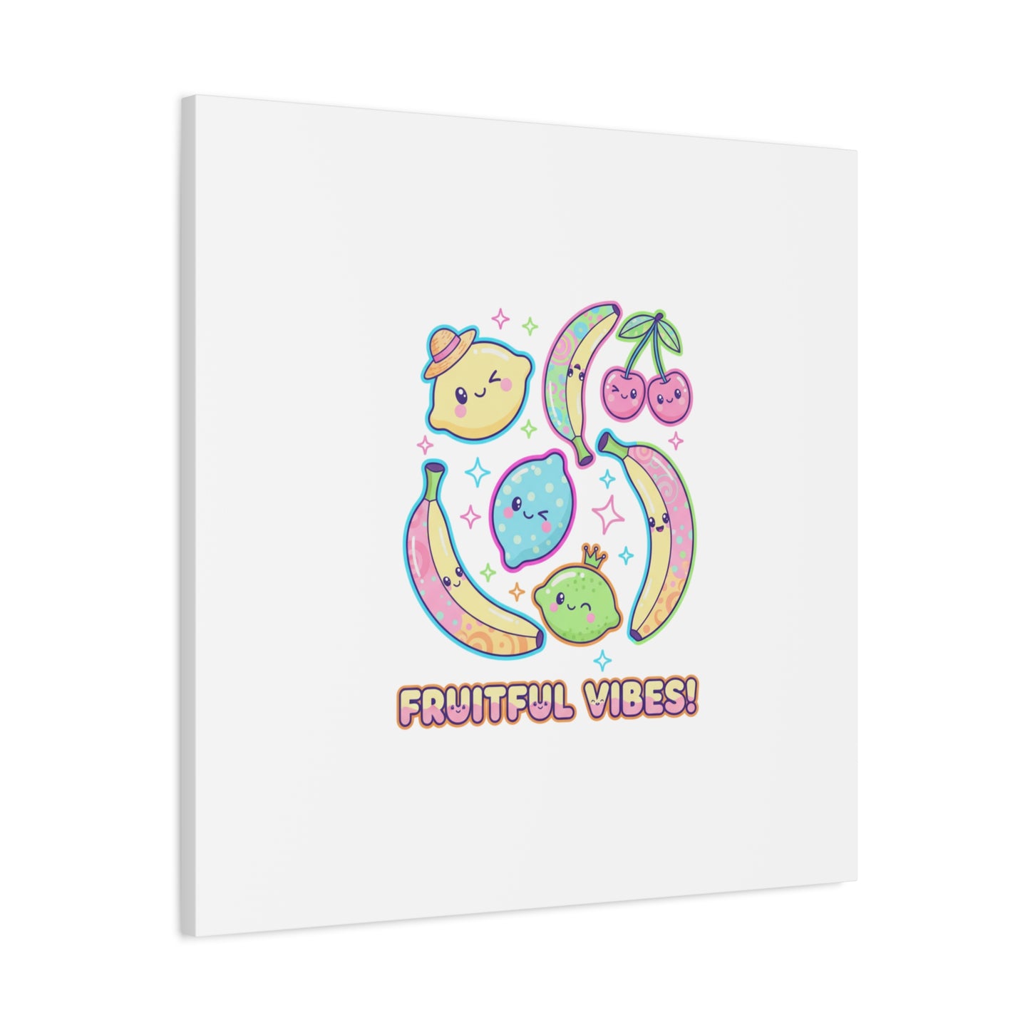 Fruitful Vibes Canvas, Pop Fruit Print | Banana Cherry Citrus Art