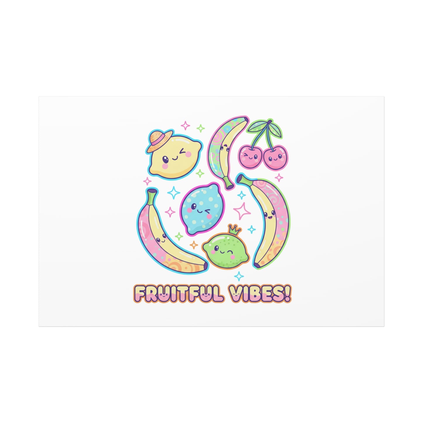 Fruitful Vibes Canvas, Pop Fruit Print | Banana Cherry Citrus Art