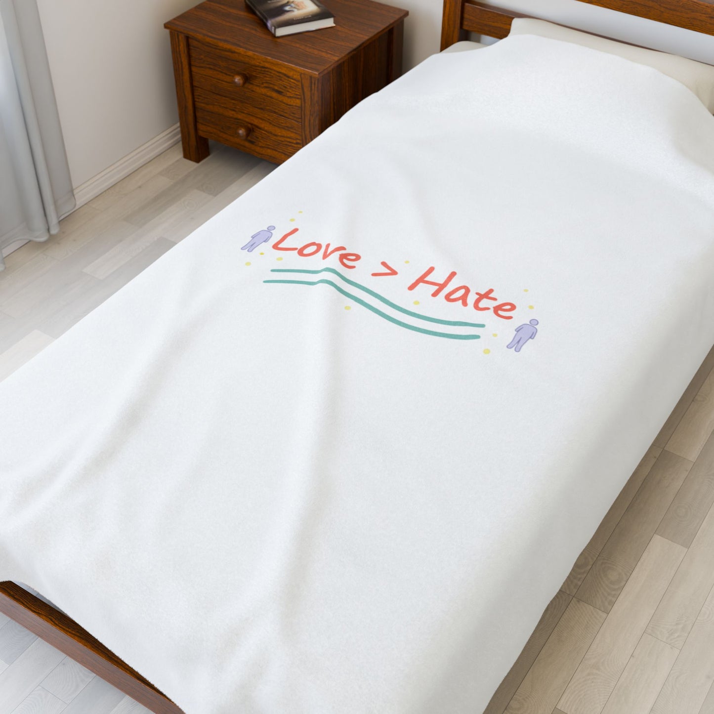 Love > Hate Blanket | Minimal vibes slogan, casual pastel typography