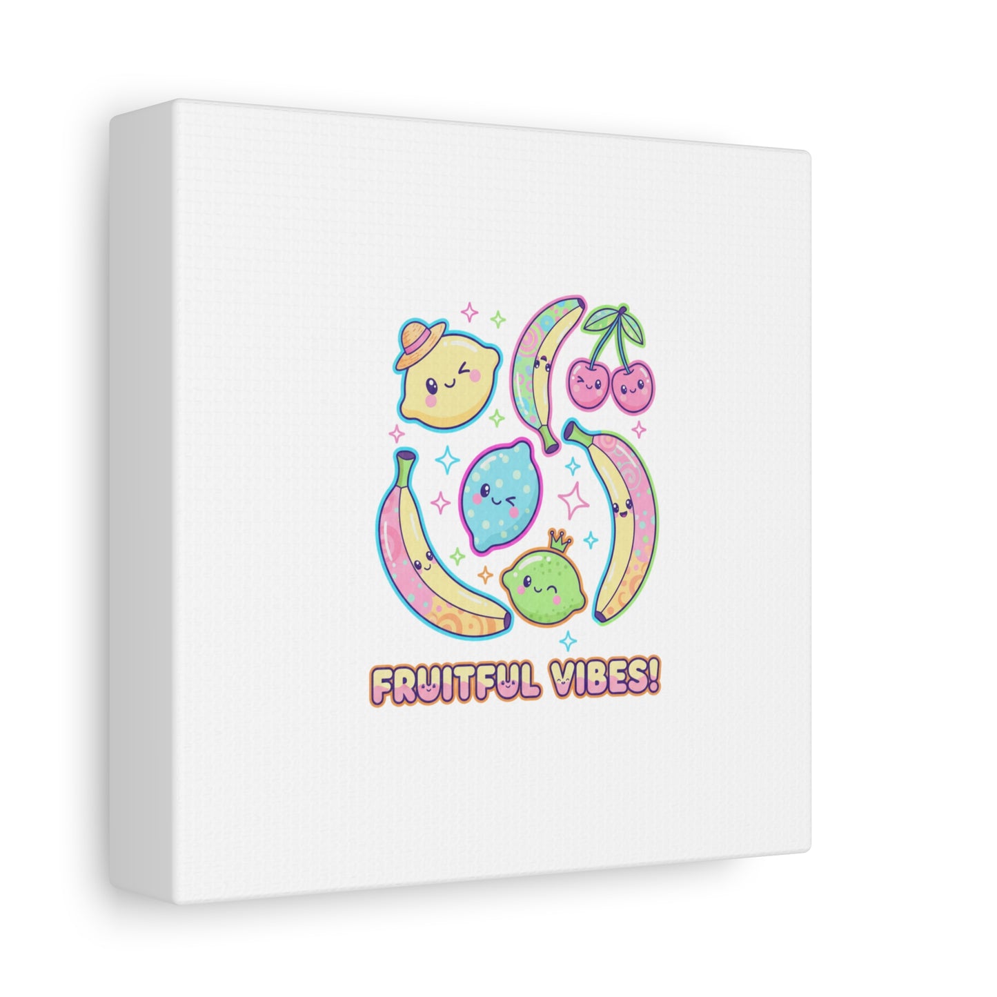 Fruitful Vibes Canvas, Pop Fruit Print | Banana Cherry Citrus Art