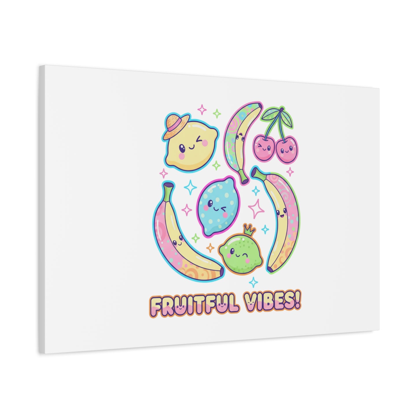 Fruitful Vibes Canvas, Pop Fruit Print | Banana Cherry Citrus Art