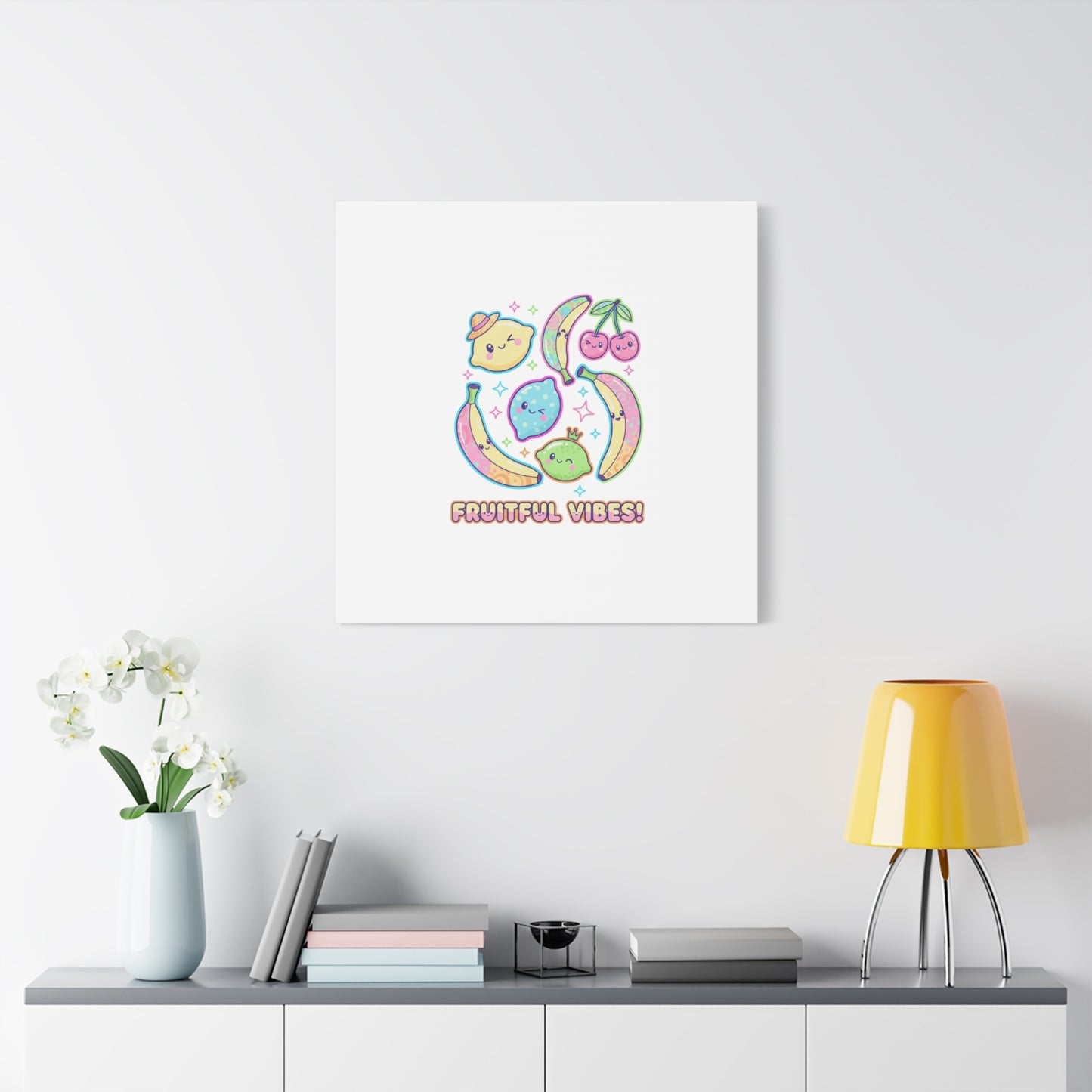 Fruitful Vibes Canvas, Pop Fruit Print | Banana Cherry Citrus Art
