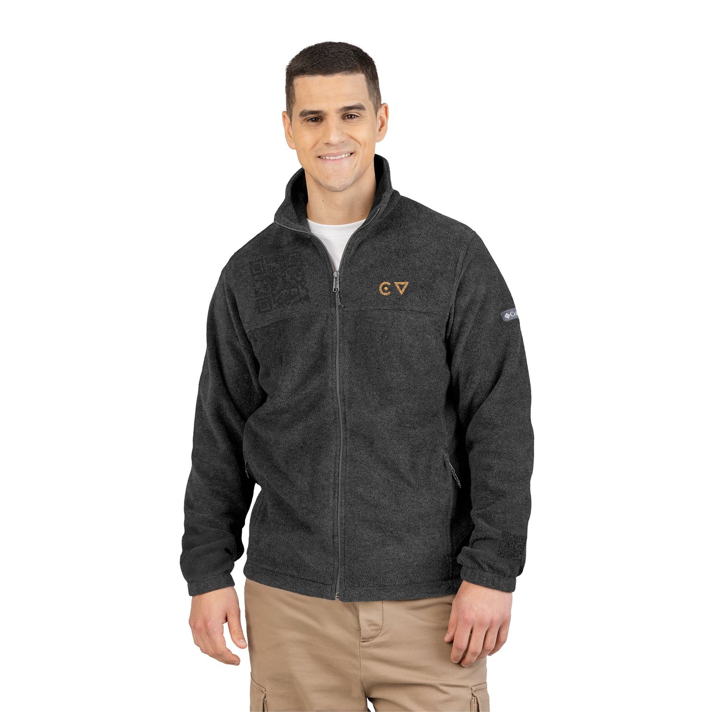 Embroidered Fleece Jacket — 'Cowboy Vibes' Charcoal Columbia Zip-Up