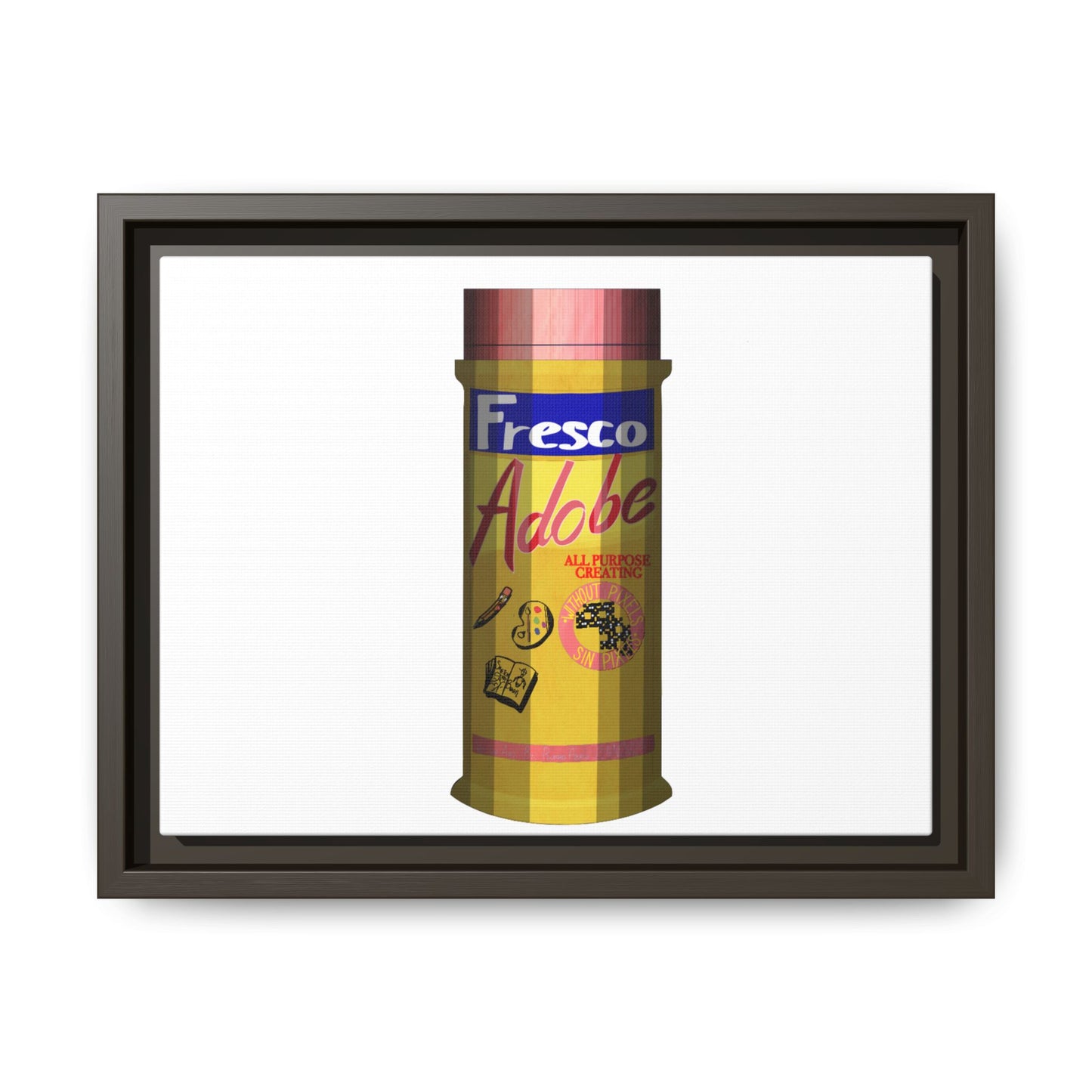 Framed Matte Canvas Print – Vintage 'Fresco Adobe' Spice Tin Illustration