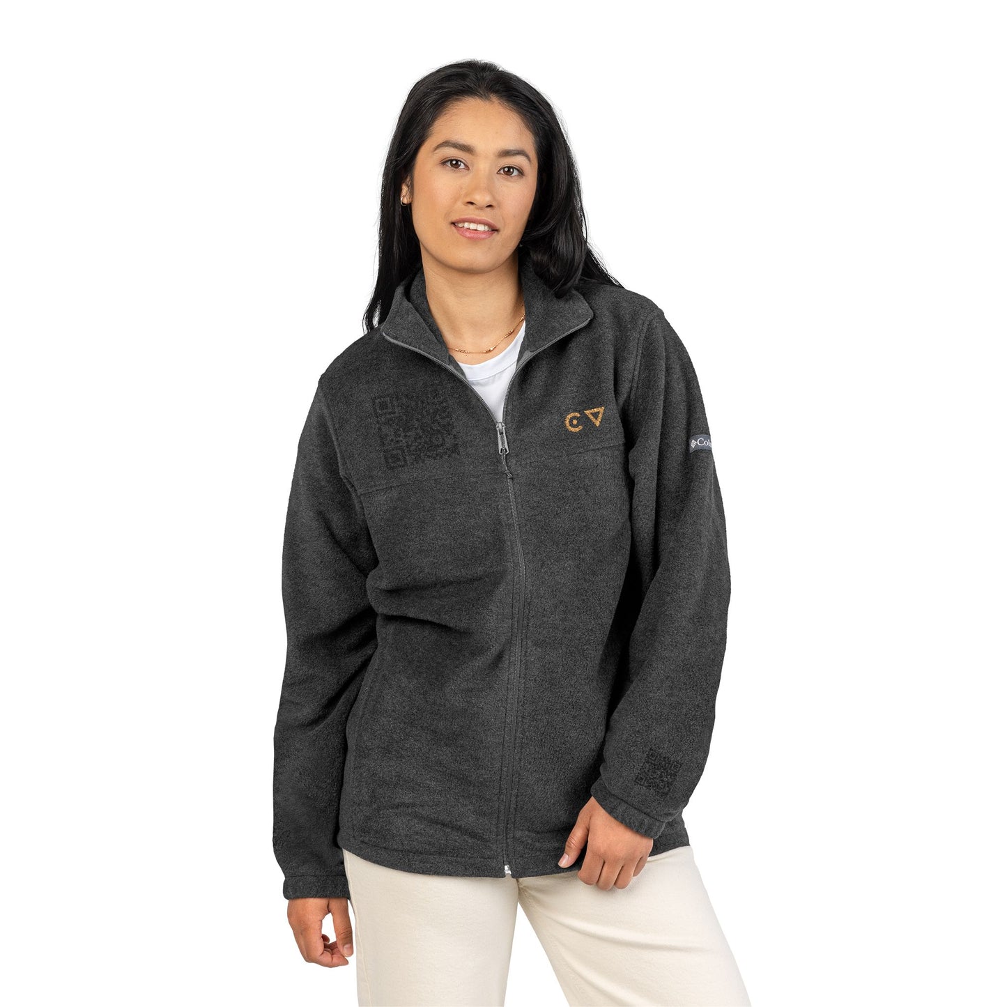 Embroidered Fleece Jacket — 'Cowboy Vibes' Charcoal Columbia Zip-Up