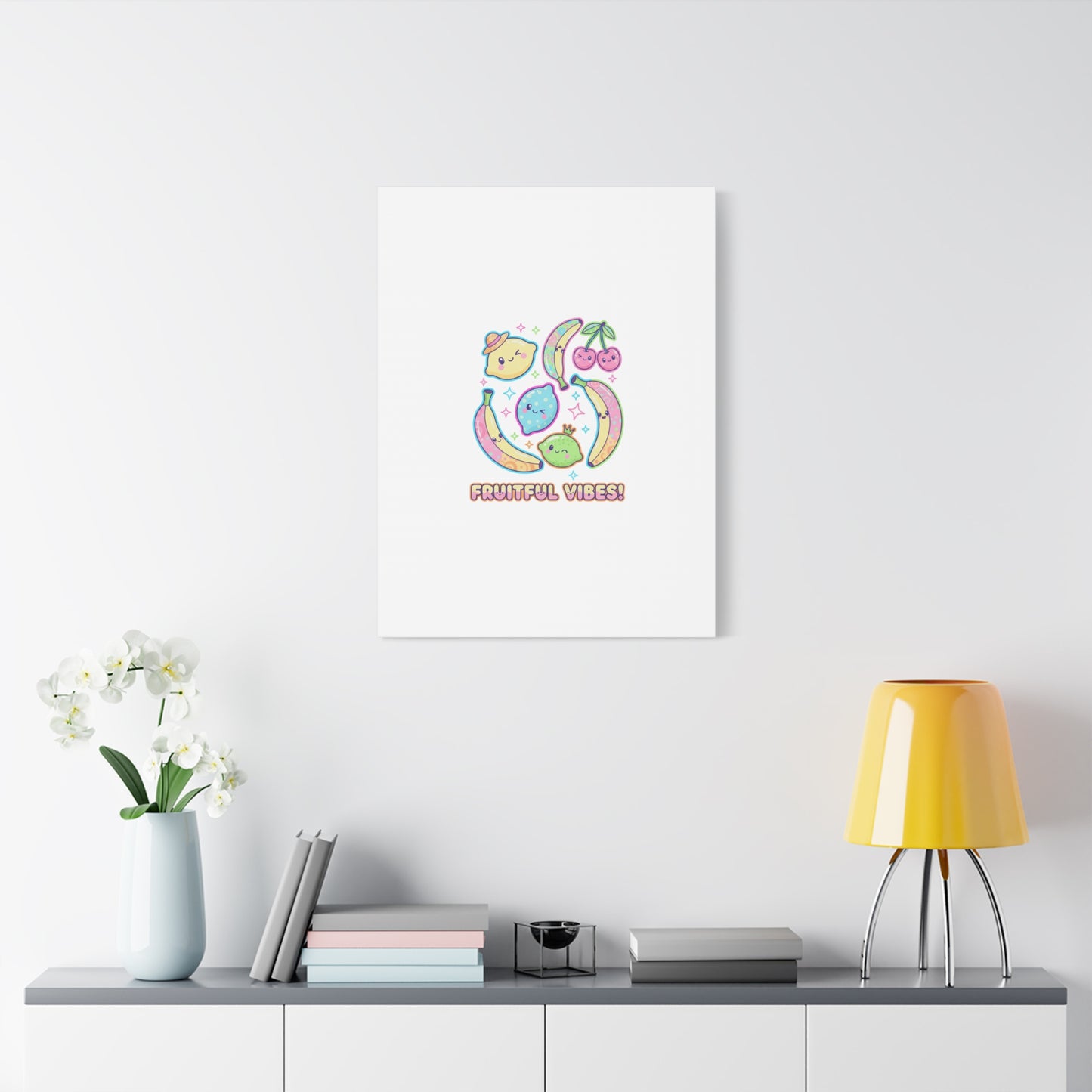 Fruitful Vibes Canvas, Pop Fruit Print | Banana Cherry Citrus Art