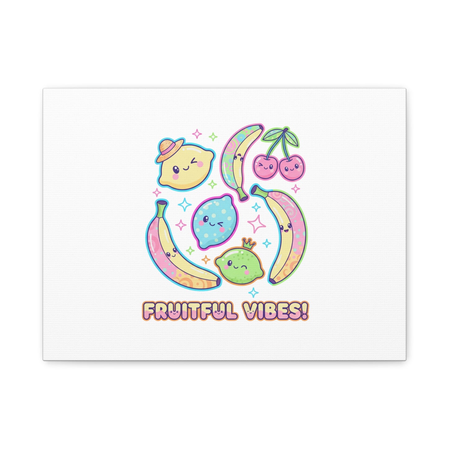 Fruitful Vibes Canvas, Pop Fruit Print | Banana Cherry Citrus Art