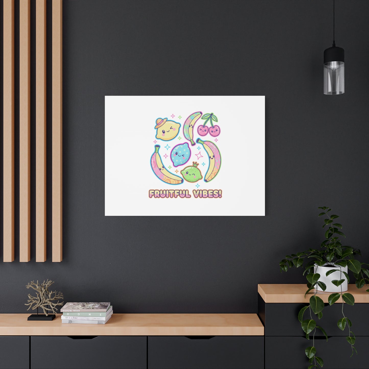 Fruitful Vibes Canvas, Pop Fruit Print | Banana Cherry Citrus Art