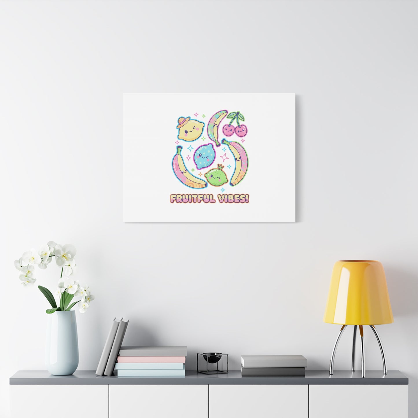 Fruitful Vibes Canvas, Pop Fruit Print | Banana Cherry Citrus Art