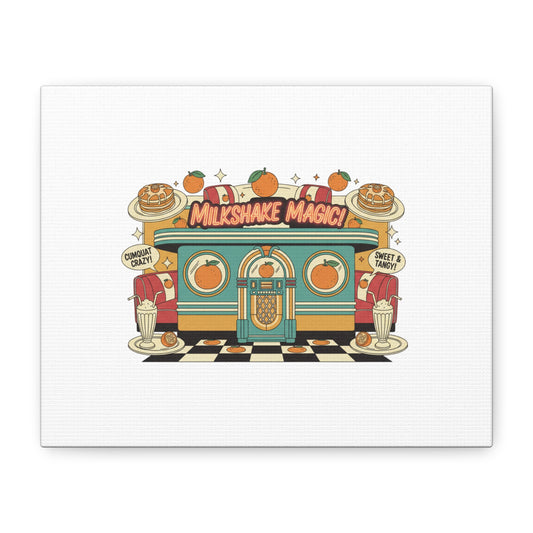 Milkshake Magic Canvas | Retro Diner Americana, Neon Menu Art