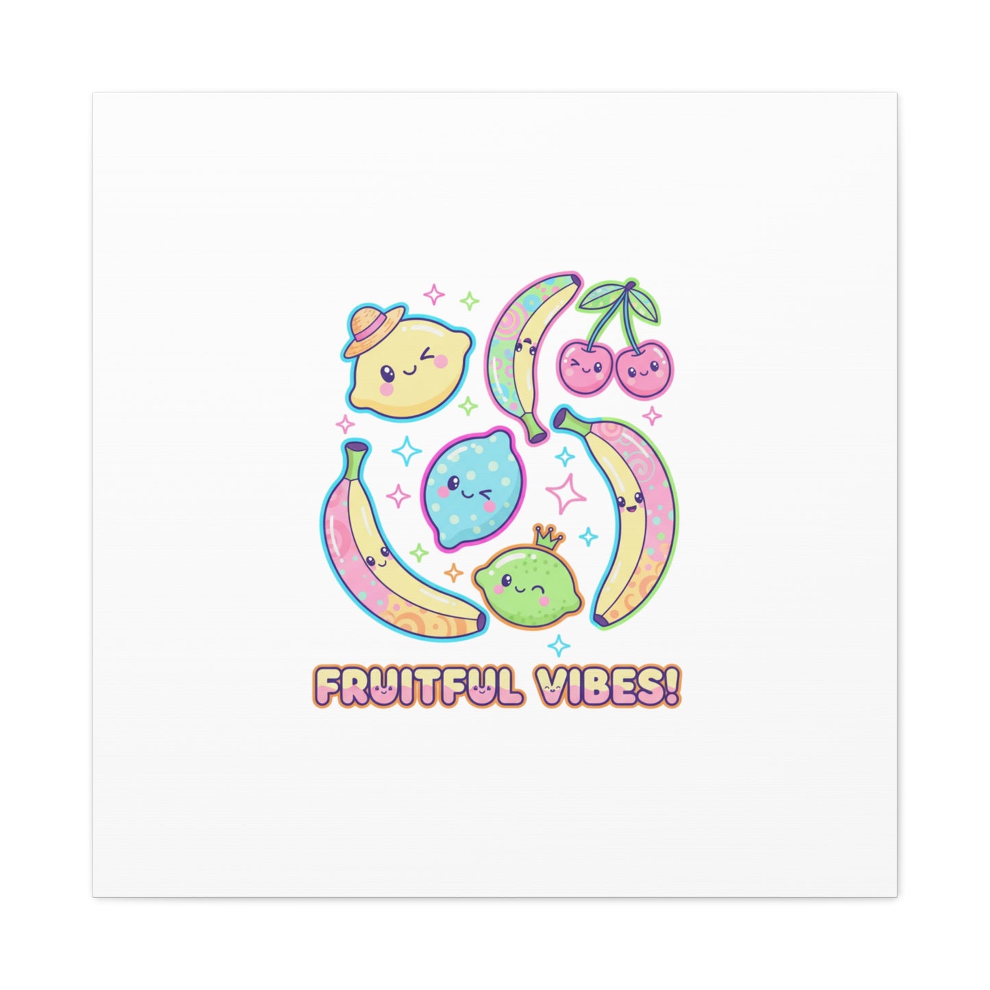 Fruitful Vibes Canvas, Pop Fruit Print | Banana Cherry Citrus Art